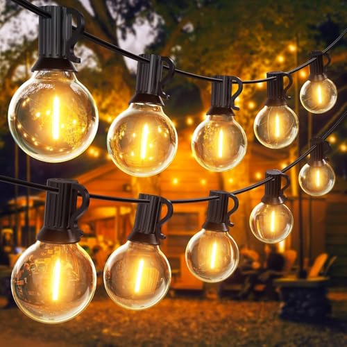 Detalle de SUWIN Guirnaldas Luces Exterior 30M con 50+2 Bombillas G40 LED — Iluminación Exterior Segura y Eficiente