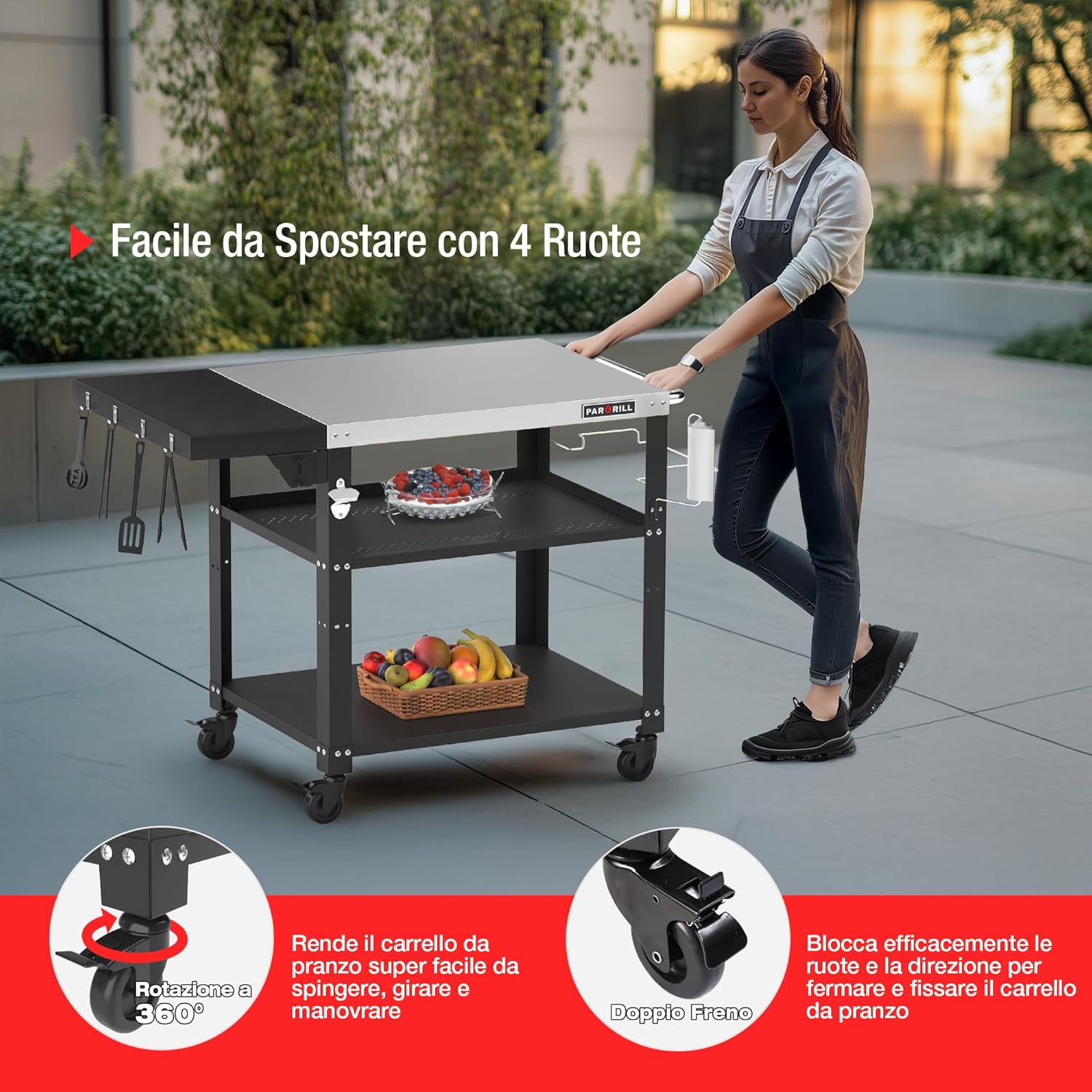 Thumbnail 4 de PARGRILL Carrello da cucina 3 piani 🧑