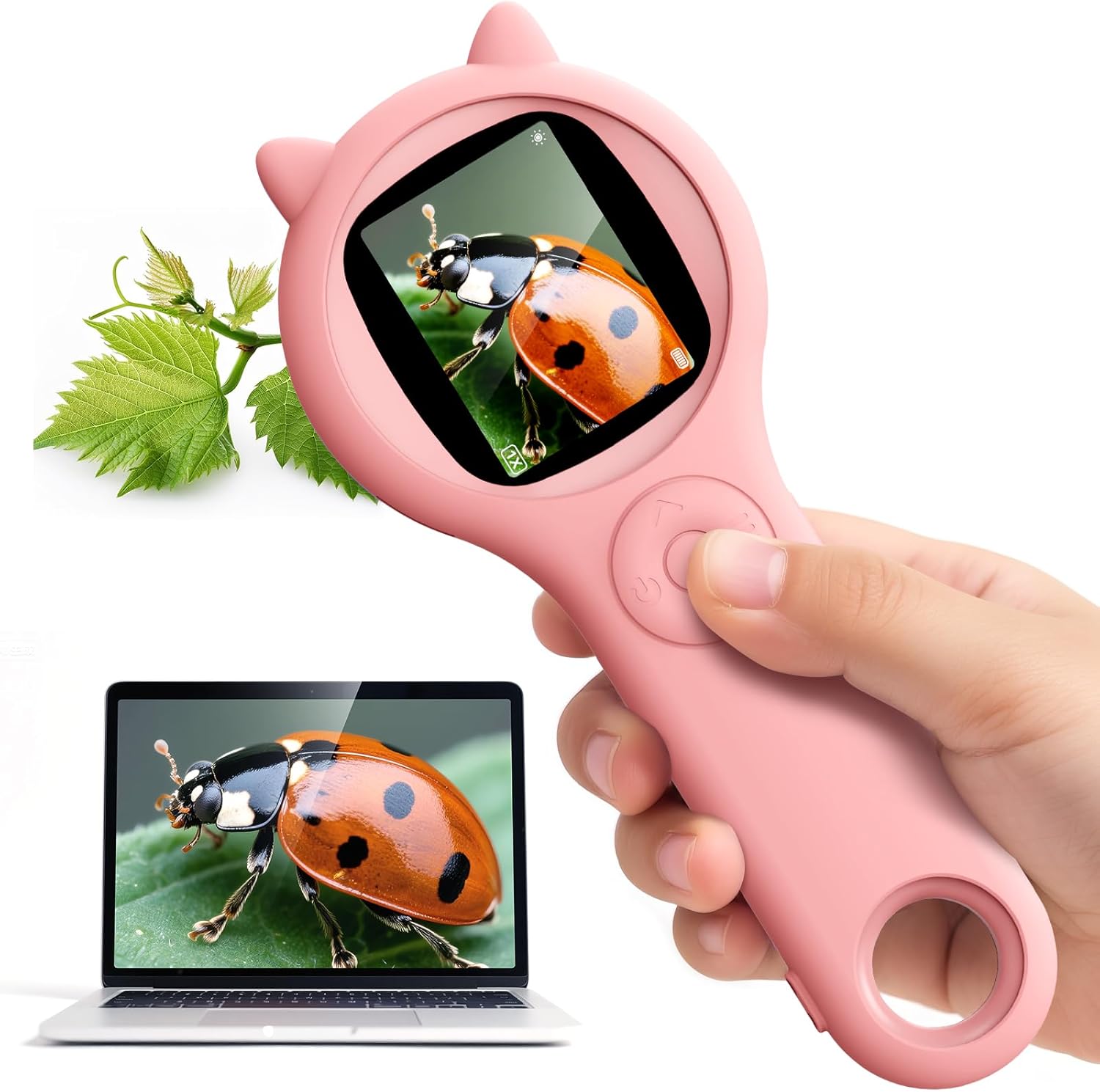 Detalle de Portable Handheld Mini Digital Microscope for Kids (Pink)