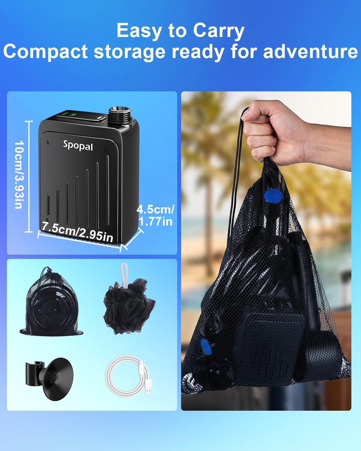 Thumbnail 5 de Spopal SPBDEBCS4-US campingdouche, IPX8, 3 standen en USB-C-opladen