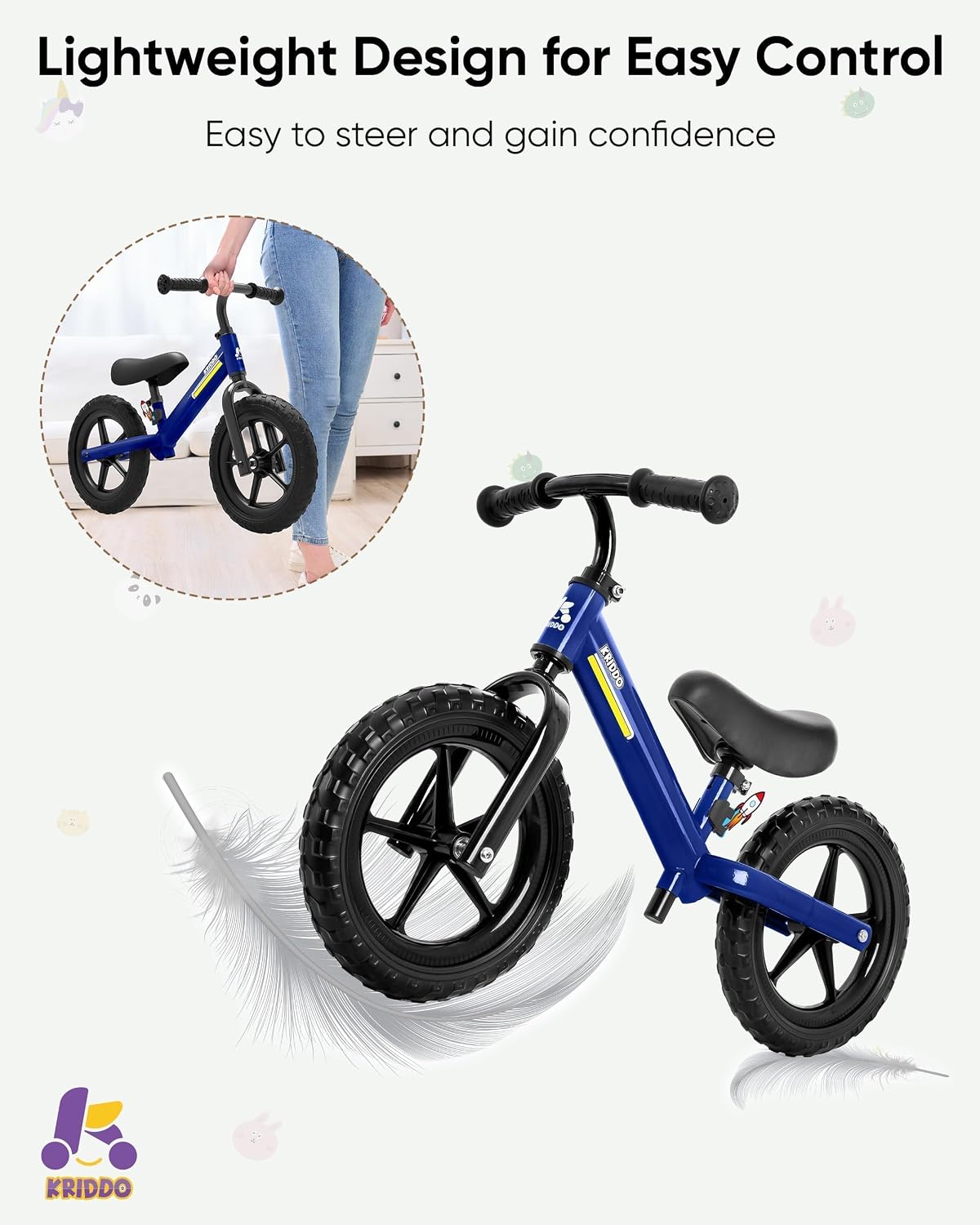 Thumbnail 4 de KRIDDO Toddler Balance Bike for 2–5 Years: Adjustable, All-Terrain Fun with Custom Plates