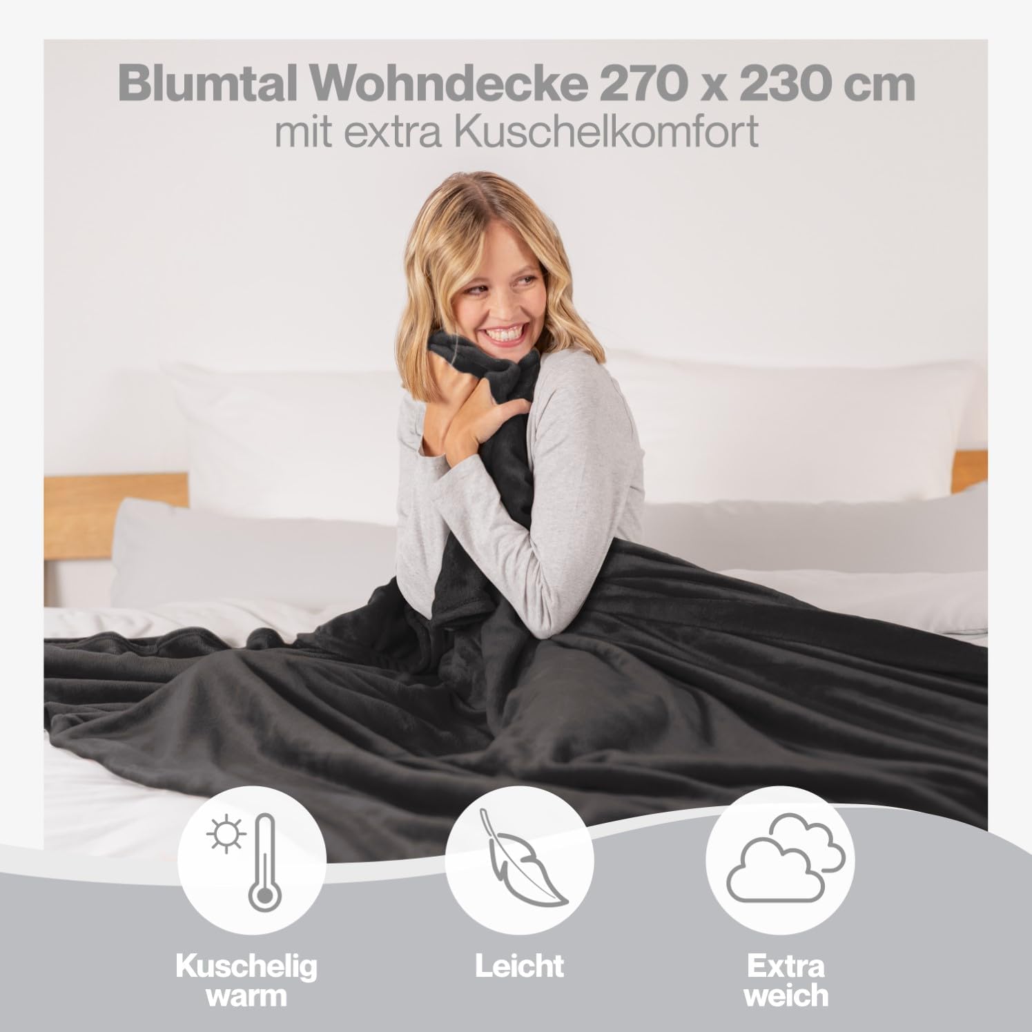 Detalle 2 de Blumtal Fleecedecke 270x230 cm Kuscheldecke