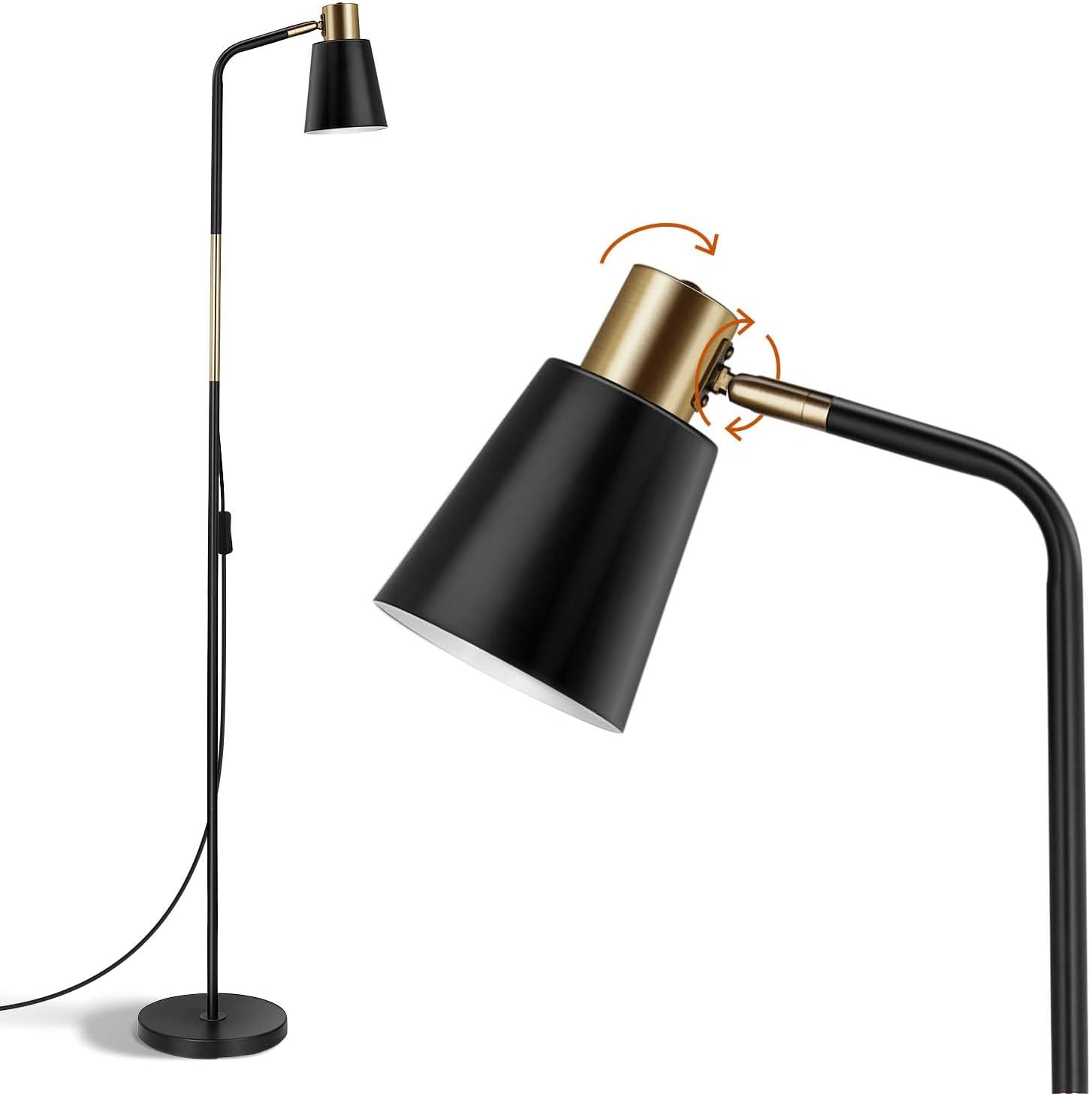 Detalle de OUSFOT Stehlampe Leselampe für Wohnzimmer – Höhe 146 cm, E27, 40 W, Schwarz