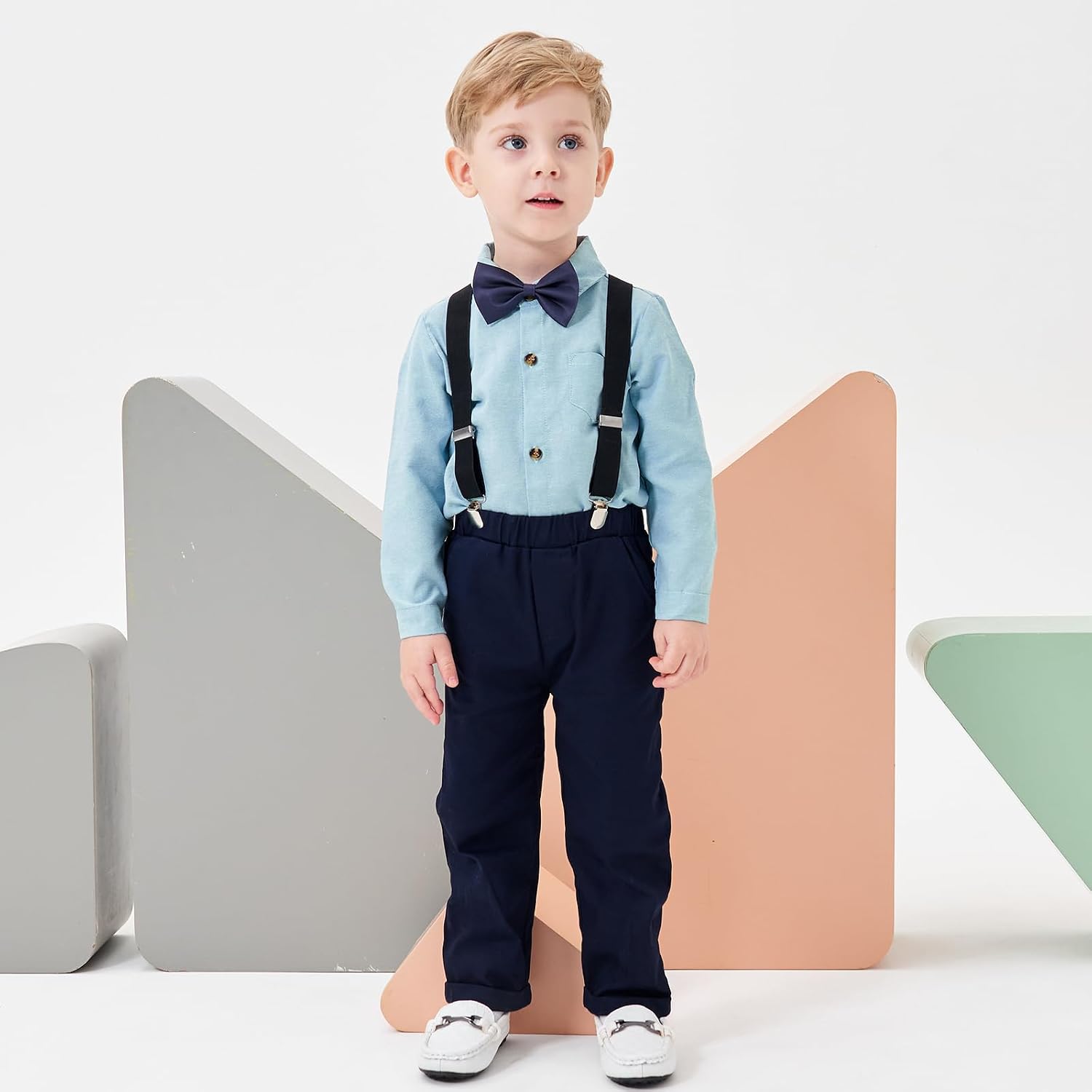Thumbnail 3 de Baby Jungen Anzug-Set Volunboy mit abnehmbarer Fliege und Hosenträgerhose (Langarmhemd)