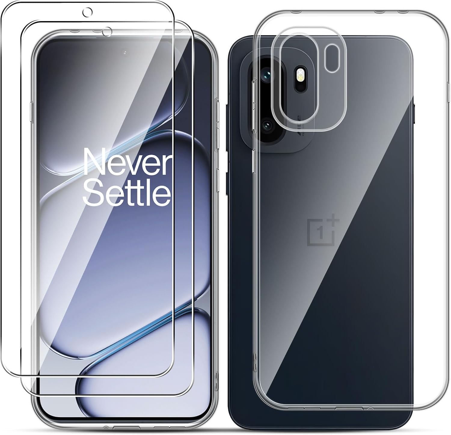 Detalle de Liilaa Hülle für OnePlus 15R 5G mit Panzerglas: Schutzfolie (2x), TPU-Case, kratz- & stoßfest, transparent