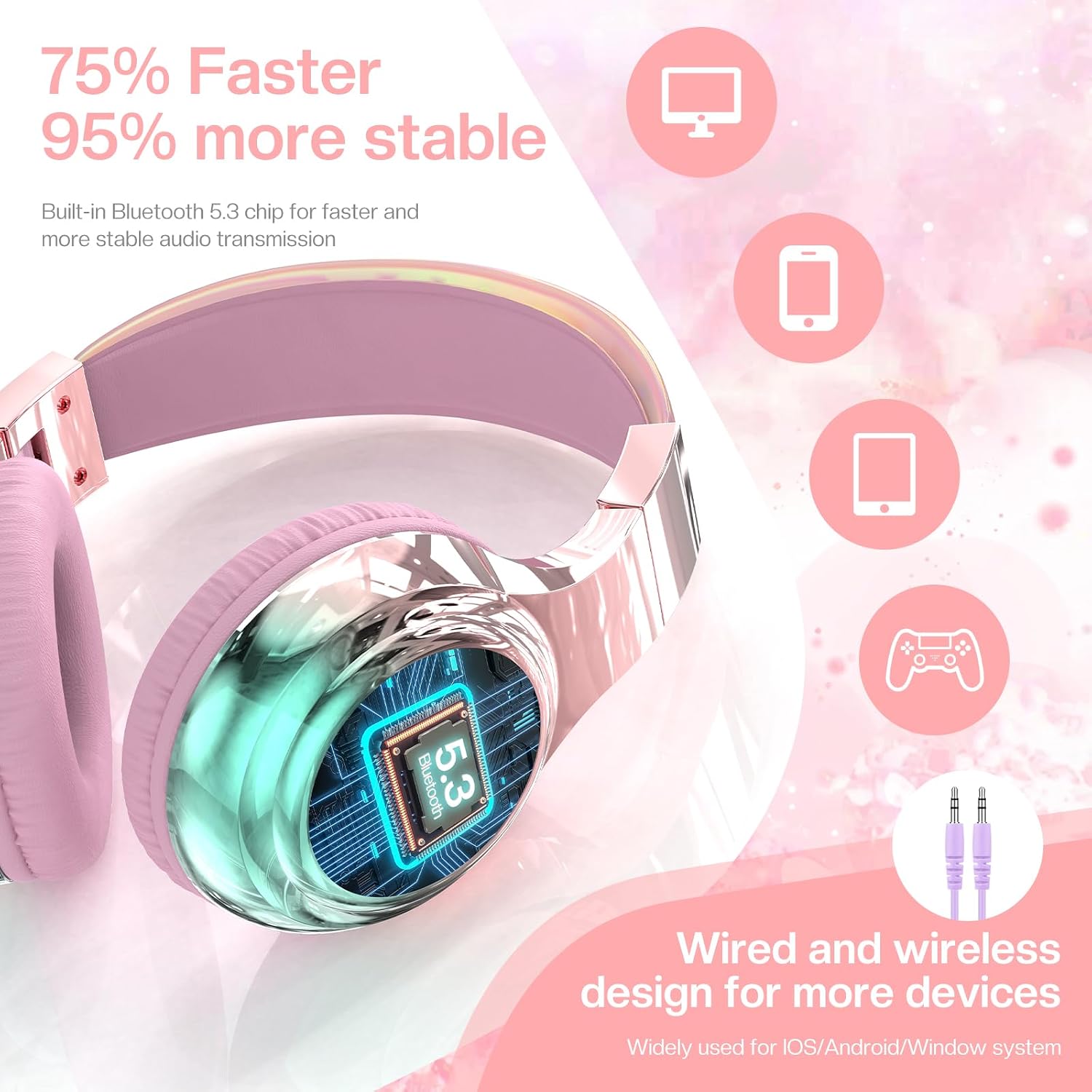 Thumbnail 4 de JYPS Kids Wireless Headphones 3.5mm