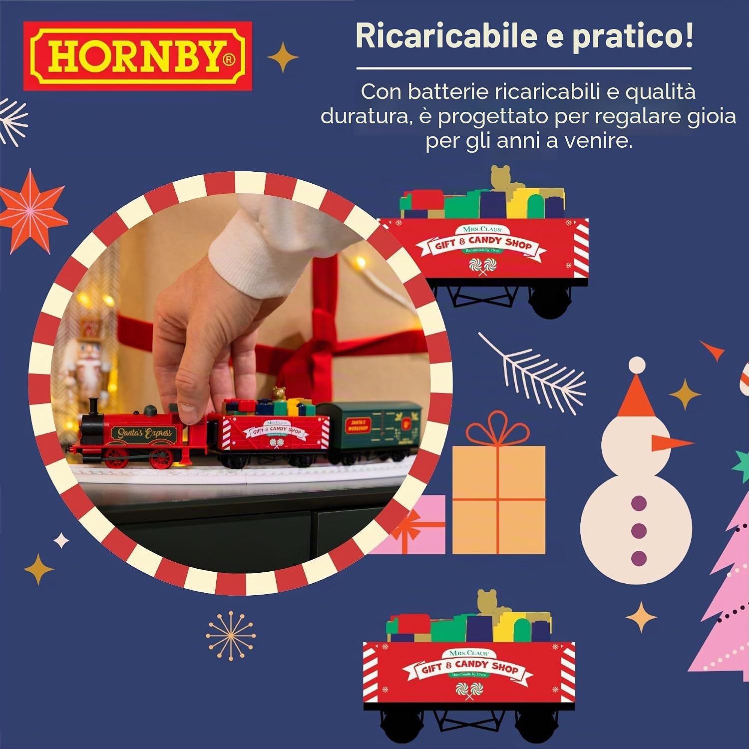 Detalle de Set di Treni a Batteria Ricaricabile Hornby R9363M Santa's Express