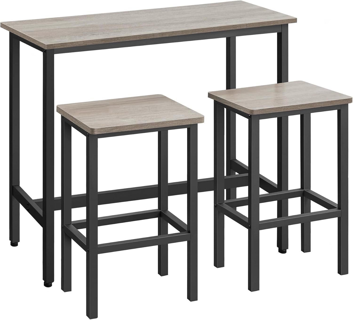 VASAGLE Tavolo Alto con Set di 2 Sgabelli da Bar LBT218B02: stile industriale per colazioni rapide e momenti di relax