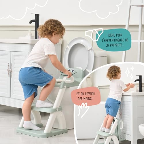 Detalle de Réducteur de toilette enfant avec marche et dossier – SUPERBE BEBE, pliable et antidérapant