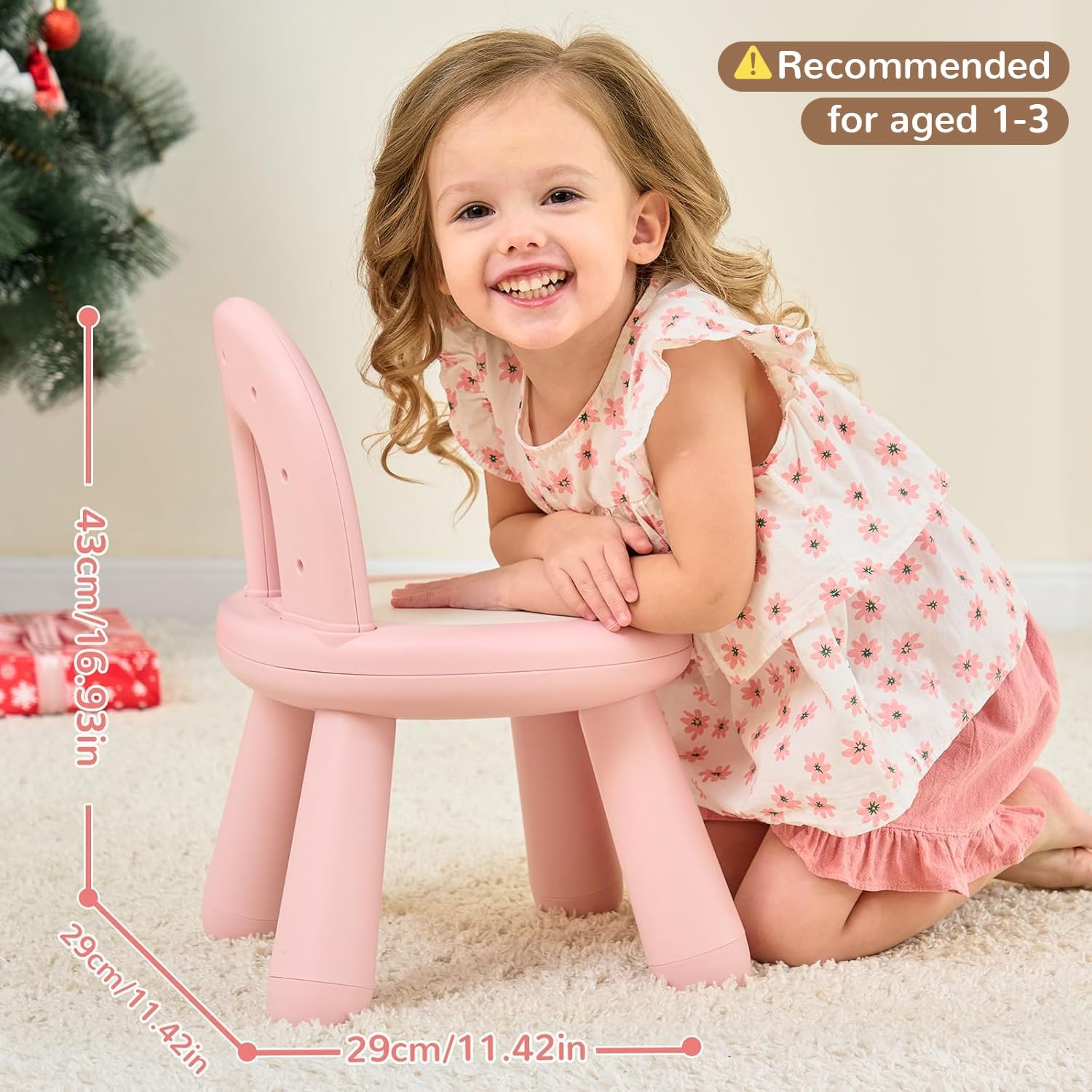 Thumbnail 1 de KidBloom Plastic Toddler Chair (1–3 years) with Ergonomic Rainbow Backrest, Pink