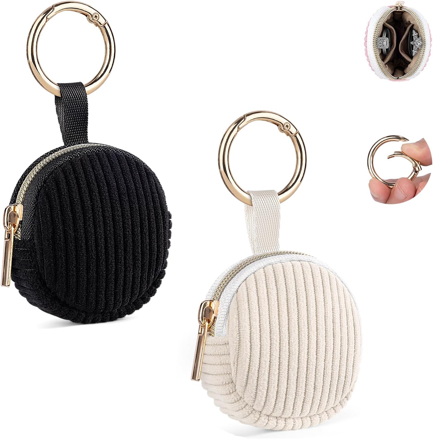 Detalle de Playexen set van 2 mini-sieradenetuis in corduroy, beige en zwart