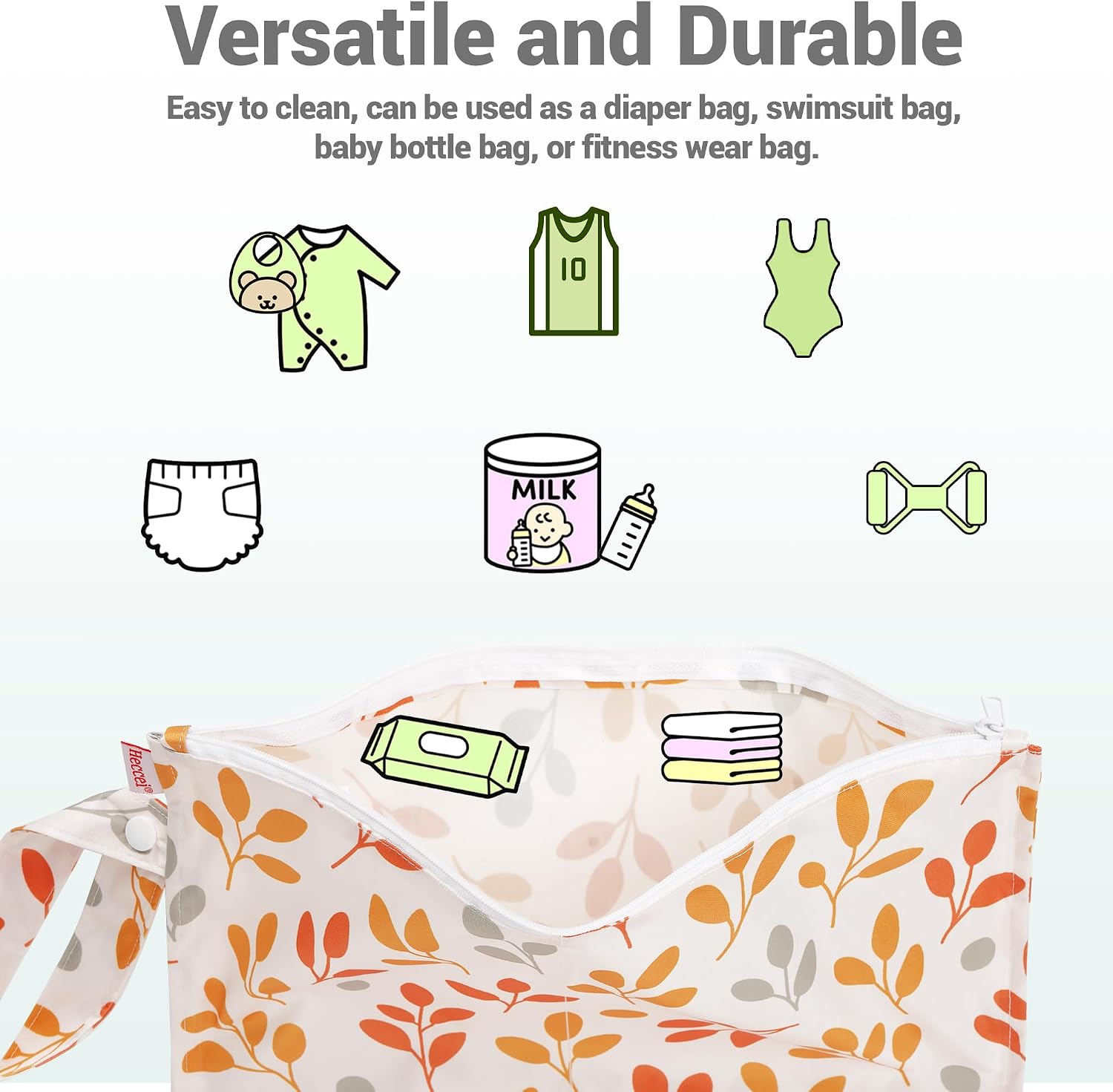 Detalle 2 de HECCEI WetBag Kindergarten Nassbeutel – 2er Set wasserdichter Wetbag als Nappy- & Schwimmsachen-Tasche
