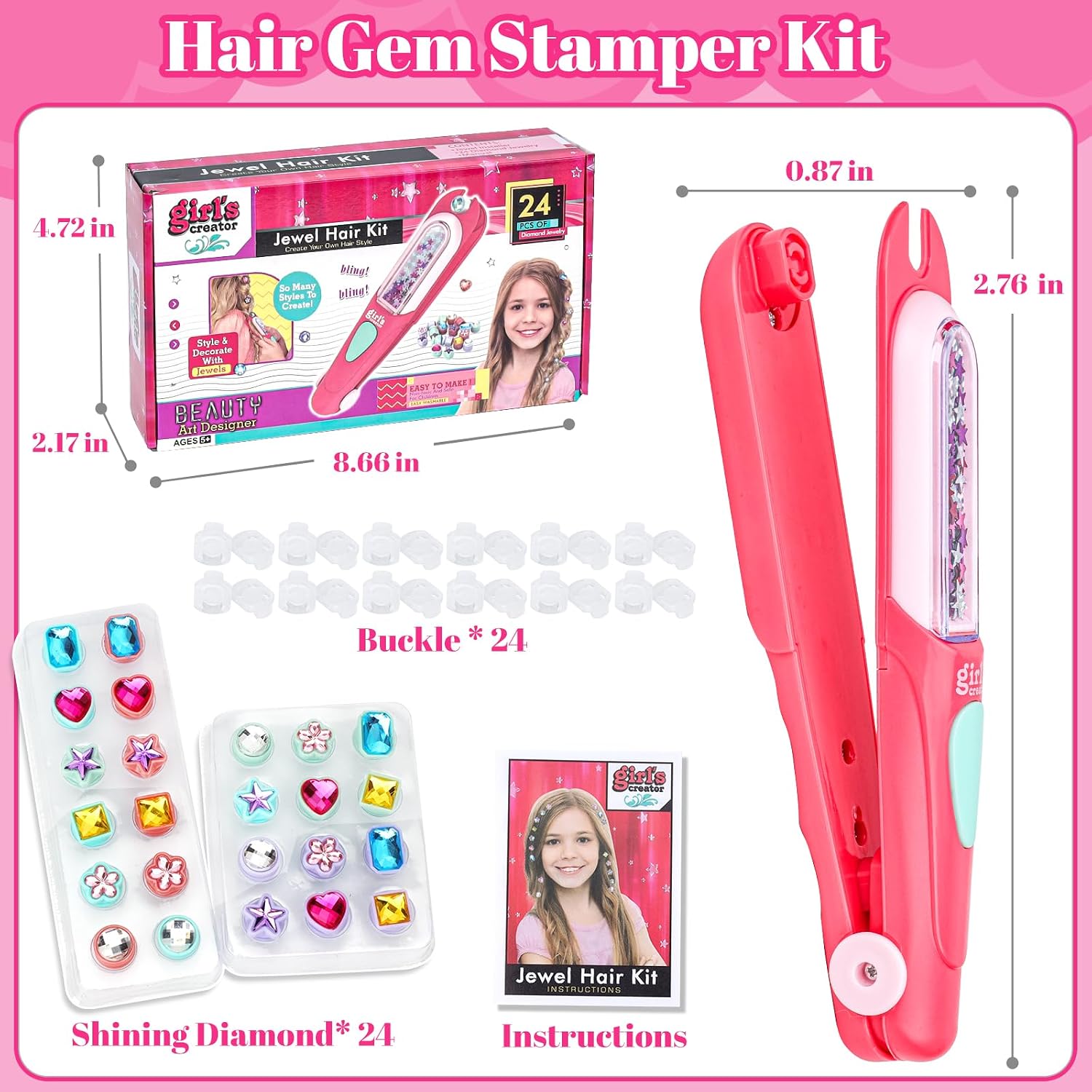 Thumbnail 6 de Hair Gem Stamper Kit for Girls aged 5–12 – Sparkling DIY Hair Accessories