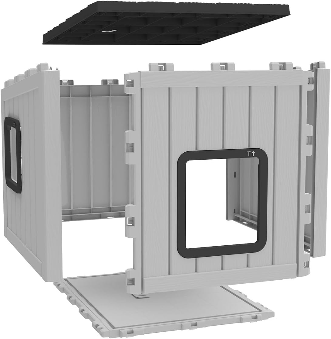 Detalle 2 de DRATO 118 Double-Decker Outdoor Cat House with PP Body and Sloped Roof