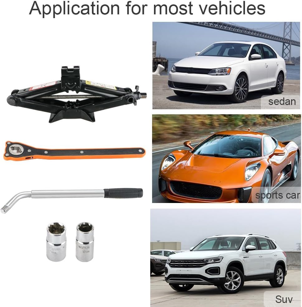 Thumbnail 6 de VonLux Car Jack Kit (2-Ton Scissor Jack) with Speed Handle, Ratchet Wrench & Wheel Wrench – Portable Tyre Lifting Tool