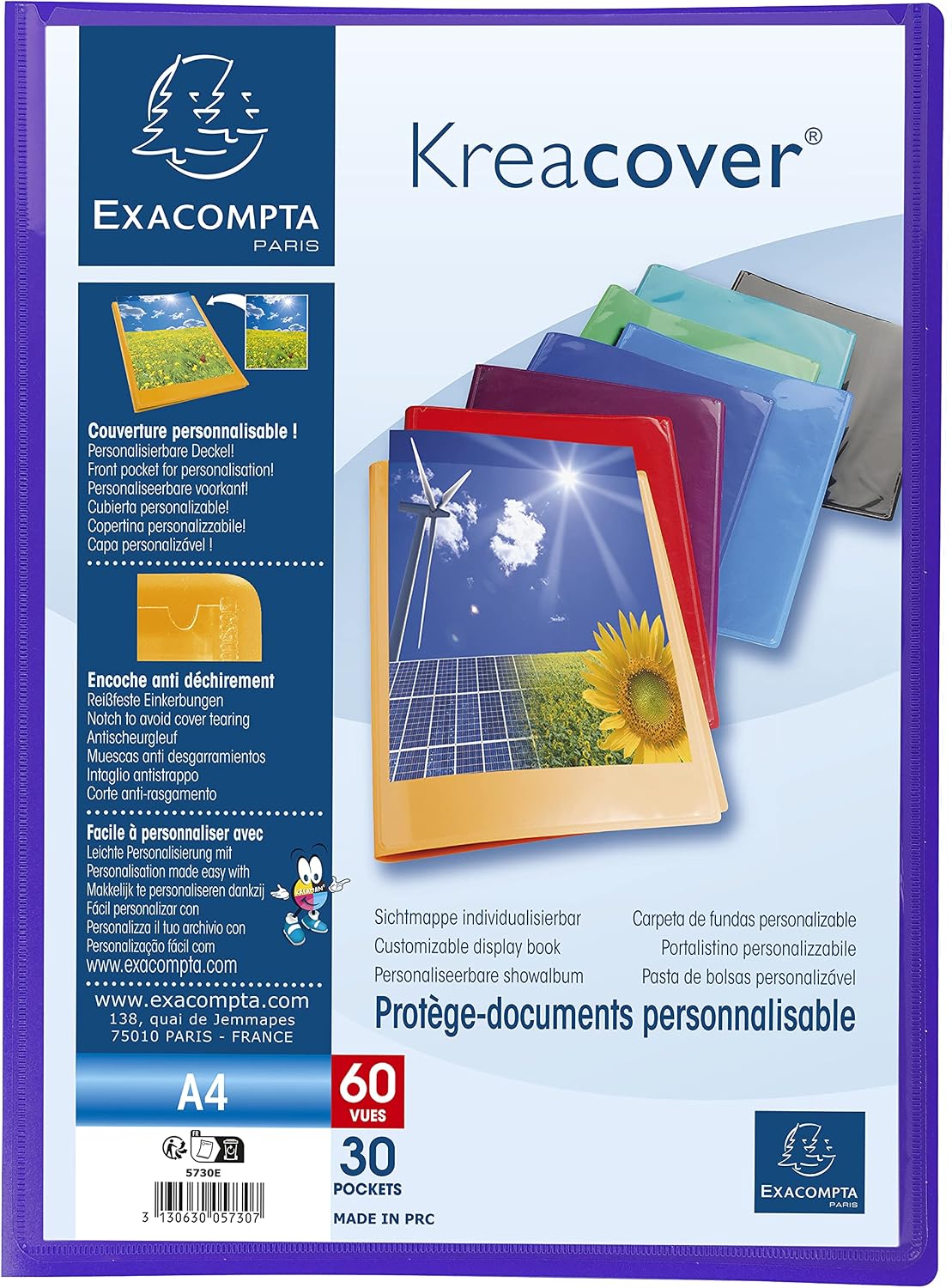 Thumbnail 6 de Exacompta Kreacover Chromaline 5730E – 30 pochettes A4, 60 vues, 24 x 32 cm, 8 couleurs aléatoires