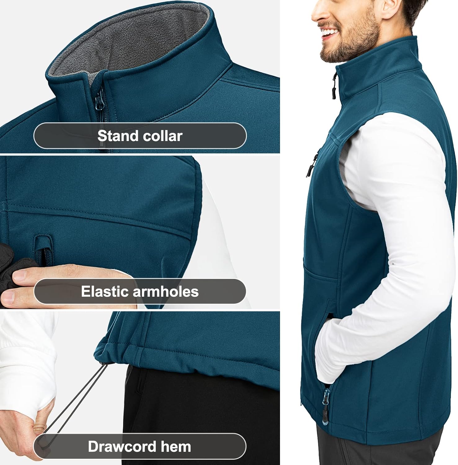 Thumbnail 5 de 33,000ft Men’s Softshell Gilet: Windproof, Fleece-Lined Vest for Leisure, Golf and Travel