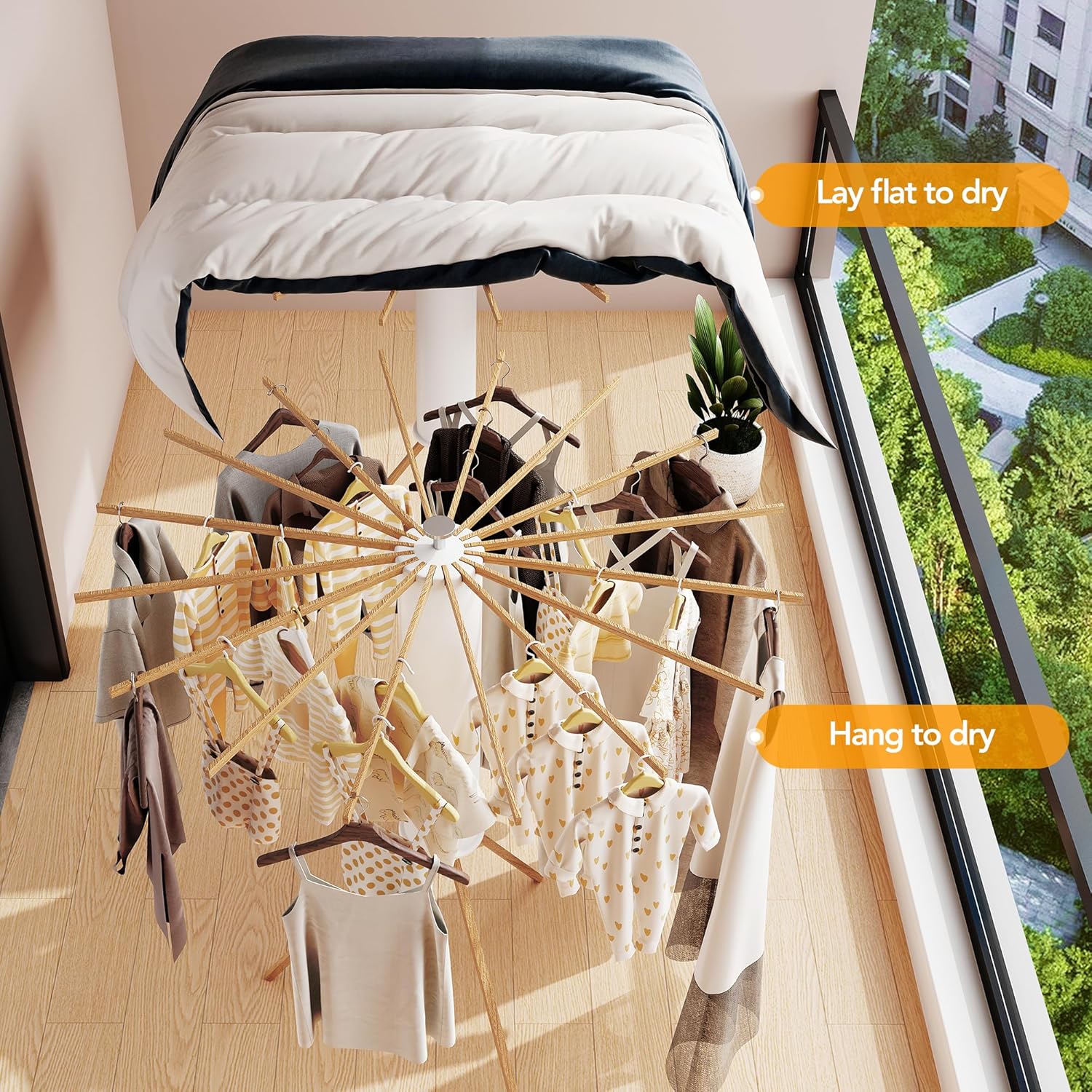Thumbnail 3 de LIENAHU Clothes Drying Rack 16 Poles