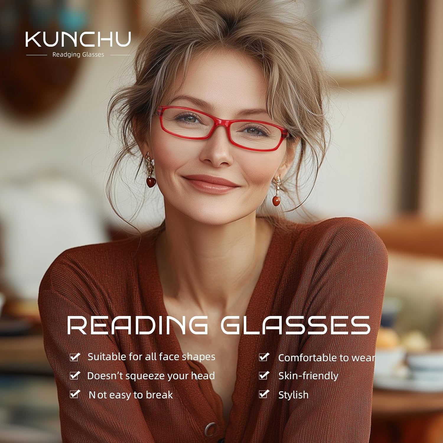 Thumbnail 1 de kunchu 5Pack Reading Glasses for Women — Blue Light Blocking, Spring Hinge, Anti-Glare UV Readers