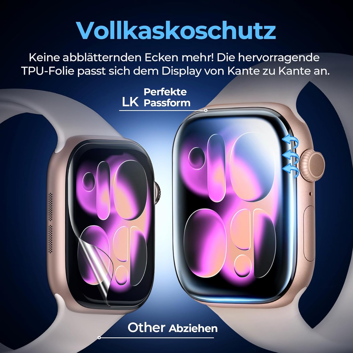 Detalle 2 de LK Displayschutzfolie 8er-Set für Apple Watch 42mm Series 11/10 – TPU, selbstheilend, blasenfrei