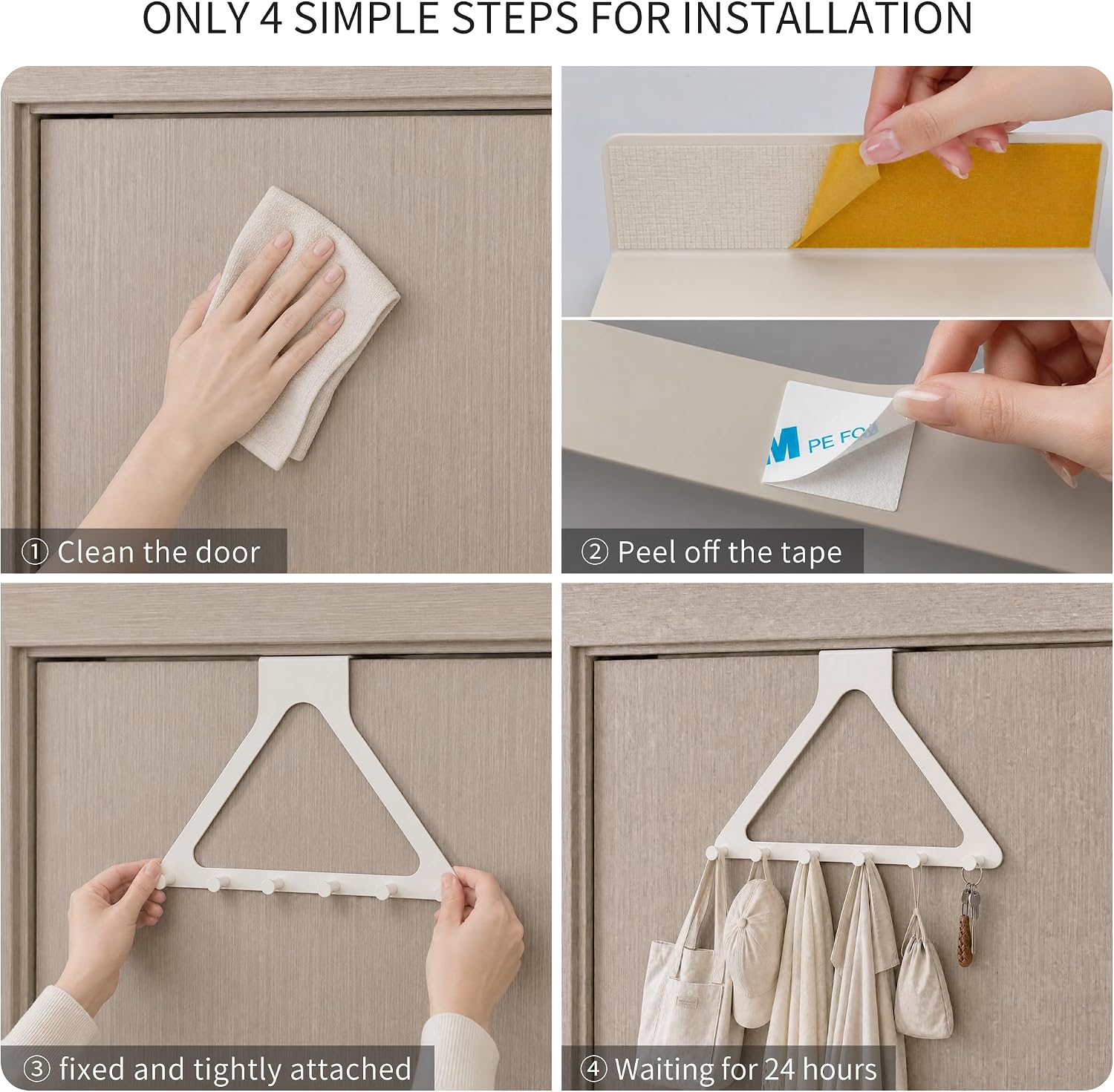 Thumbnail 4 de RFOUO RLS-6A-W1 Over-the-Door Hook Rack, 6 Hooks, White Metal, 22 cm
