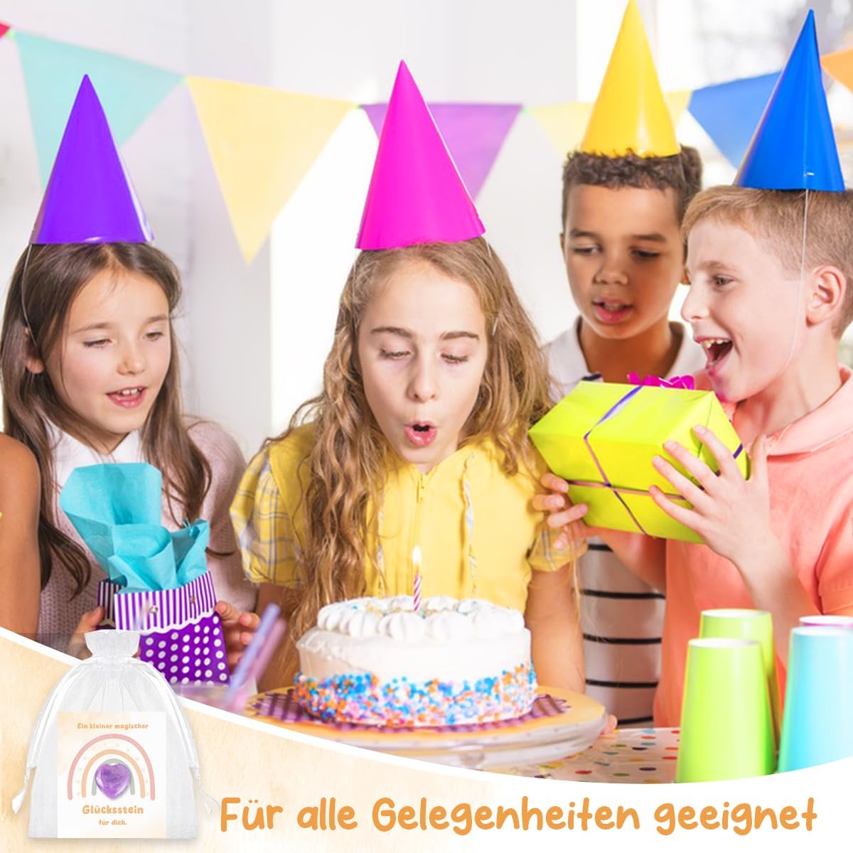 Thumbnail 2 de 12 Glückssteine – Glücksbringer Mitgebsel für Kindergeburtstag, Einschulung und Schultüte
