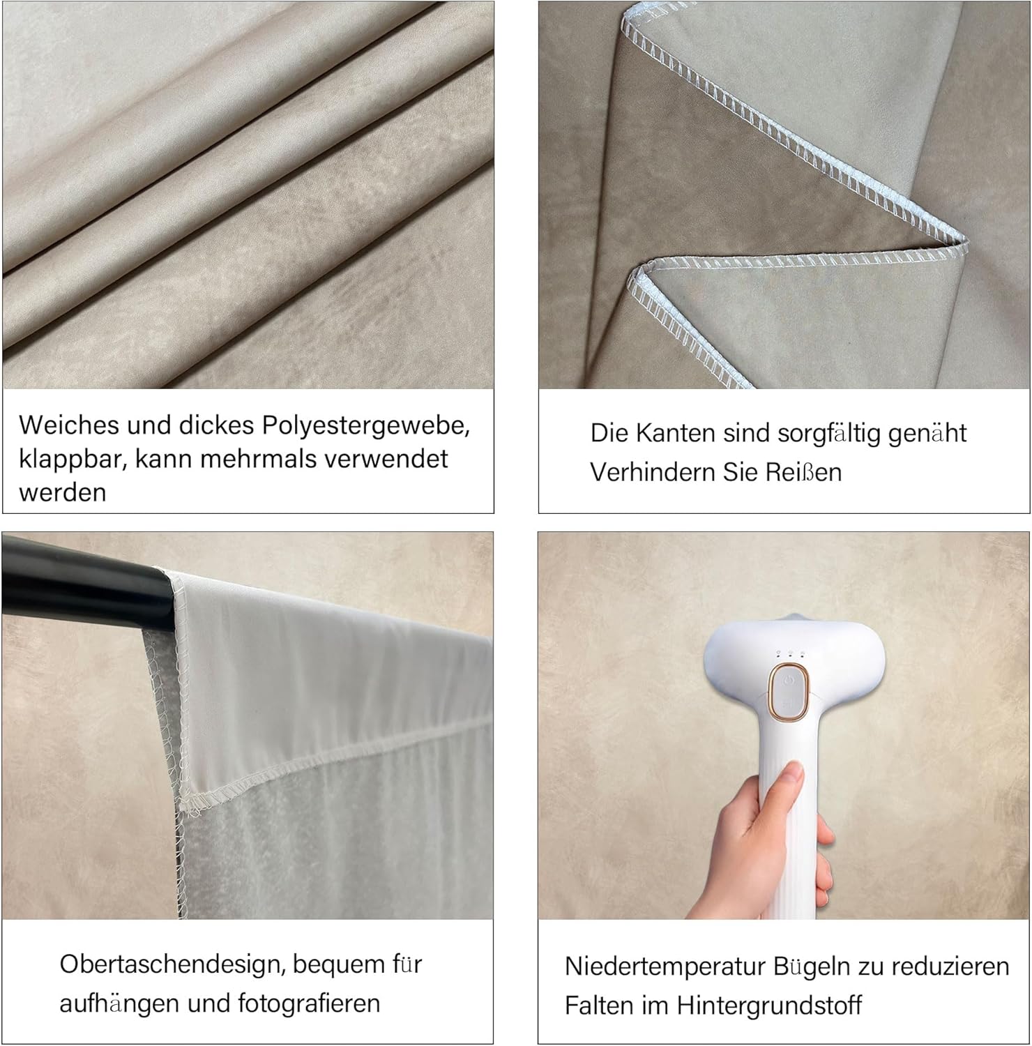 Thumbnail 4 de Kavier abstrakter Fotohintergrund aus Polyester (243 × 300 cm) – beige für Studio, Portrait & Produktfotos