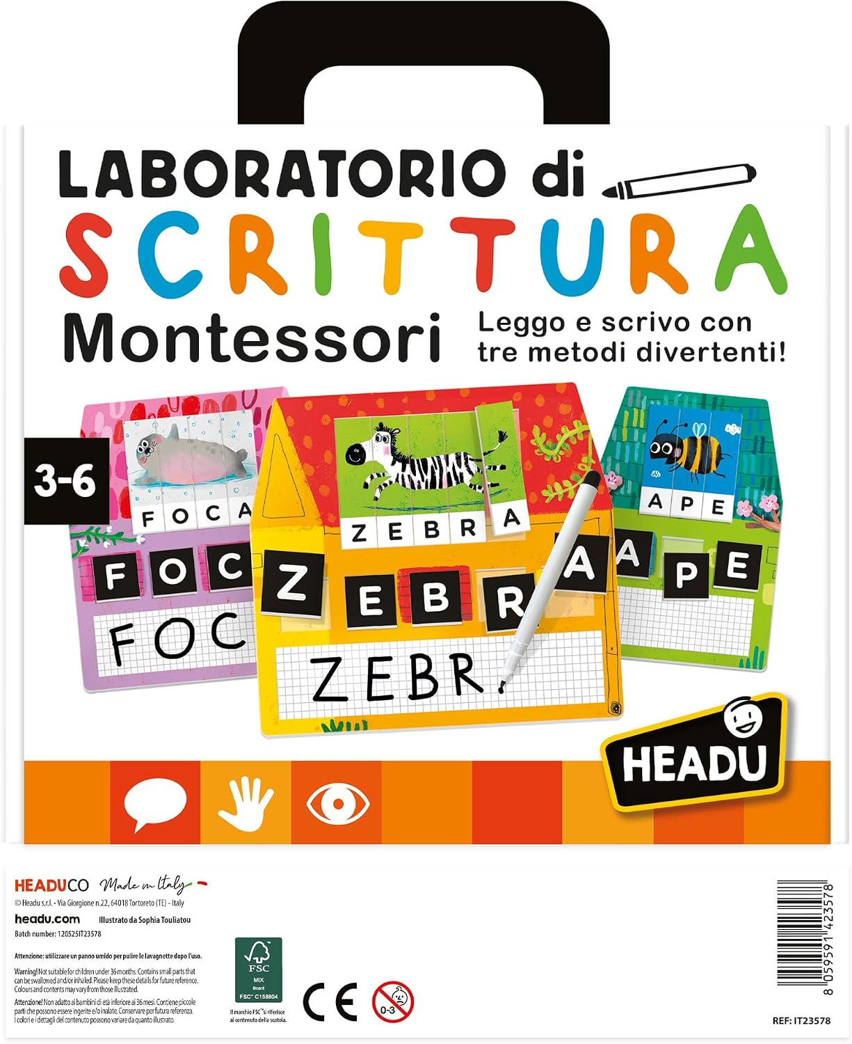 Detalle de HEADU - Laboratorio di Scrittura Montessori: Leggo e Scrivo con 3 Metodi Divertenti