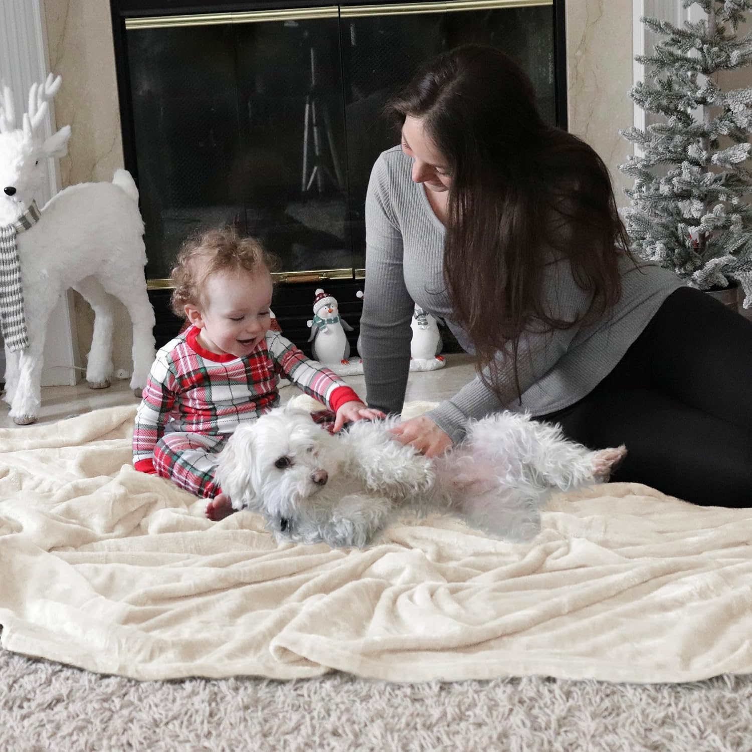 Thumbnail 6 de Bedsure King Size Fleece Blanket, Cream, Lightweight 100% Polyester, 108 x 90 in