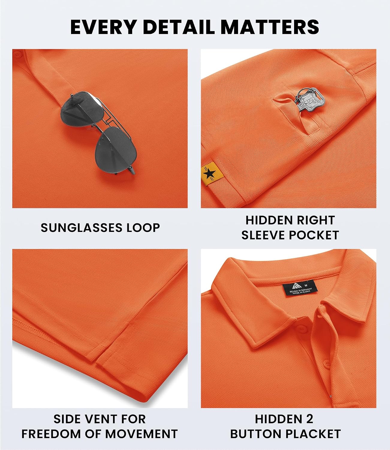 Detalle 2 de V VALANCH Men's Polo Shirt, Moisture-Wicking