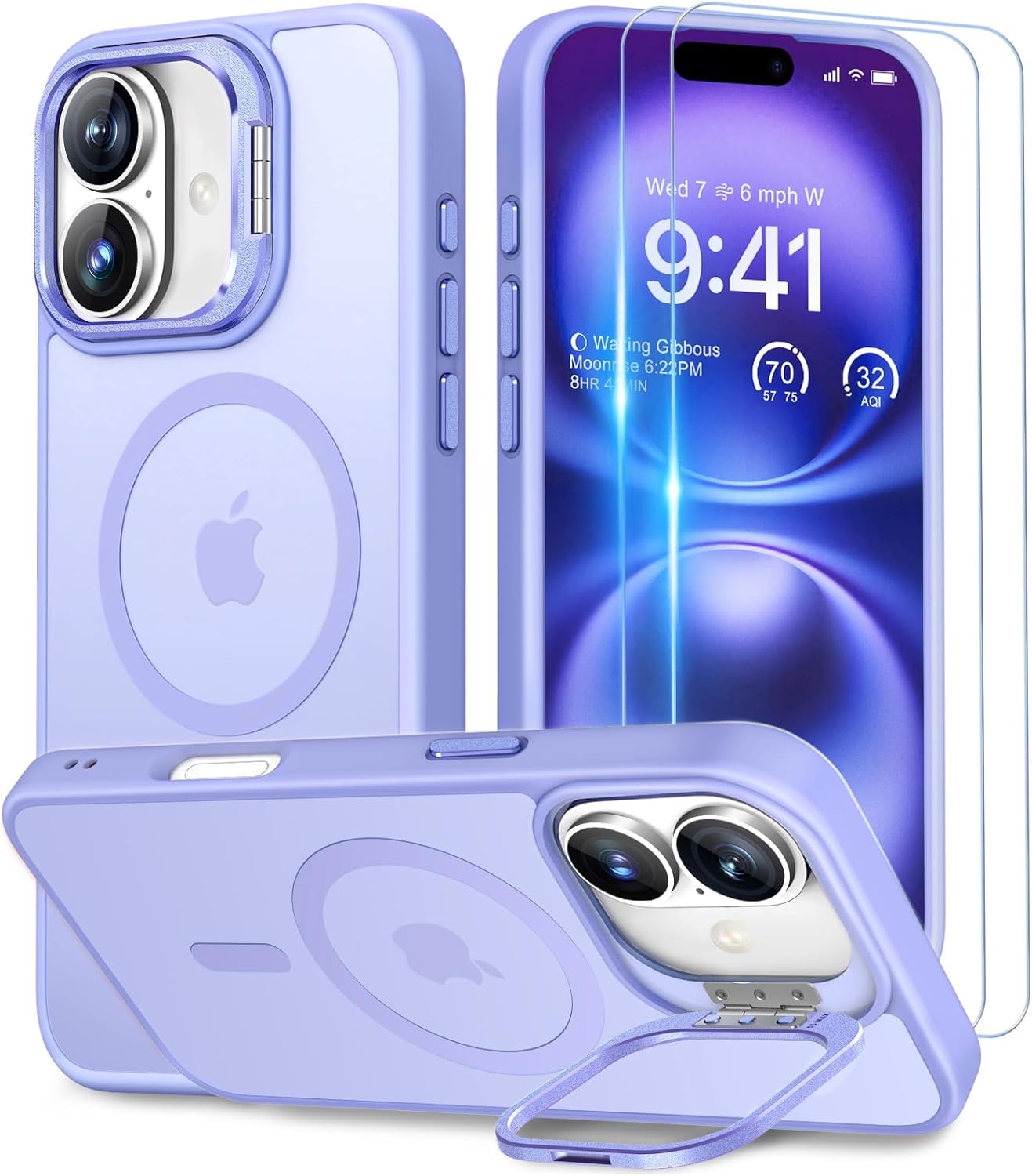 Thumbnail 6 de Beeasy MagSafe Hülle für iPhone 16 (6,1 Zoll) mit verstellbarem Ständer und 2 Displayschutzfolien – matt Rosa