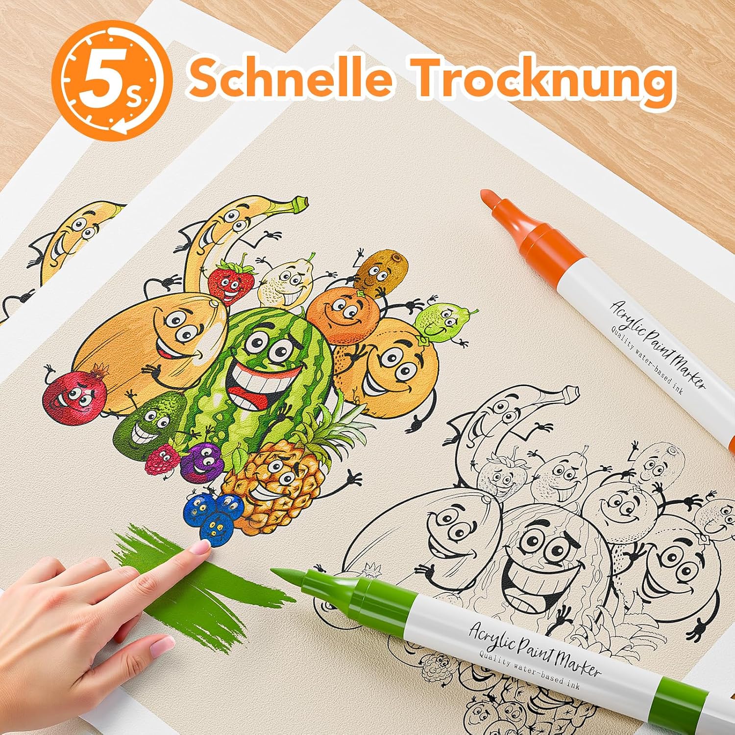 Thumbnail 5 de Kitire Acrylic Paint Pens, 48 Colors Dual Tip Acrylic Markers