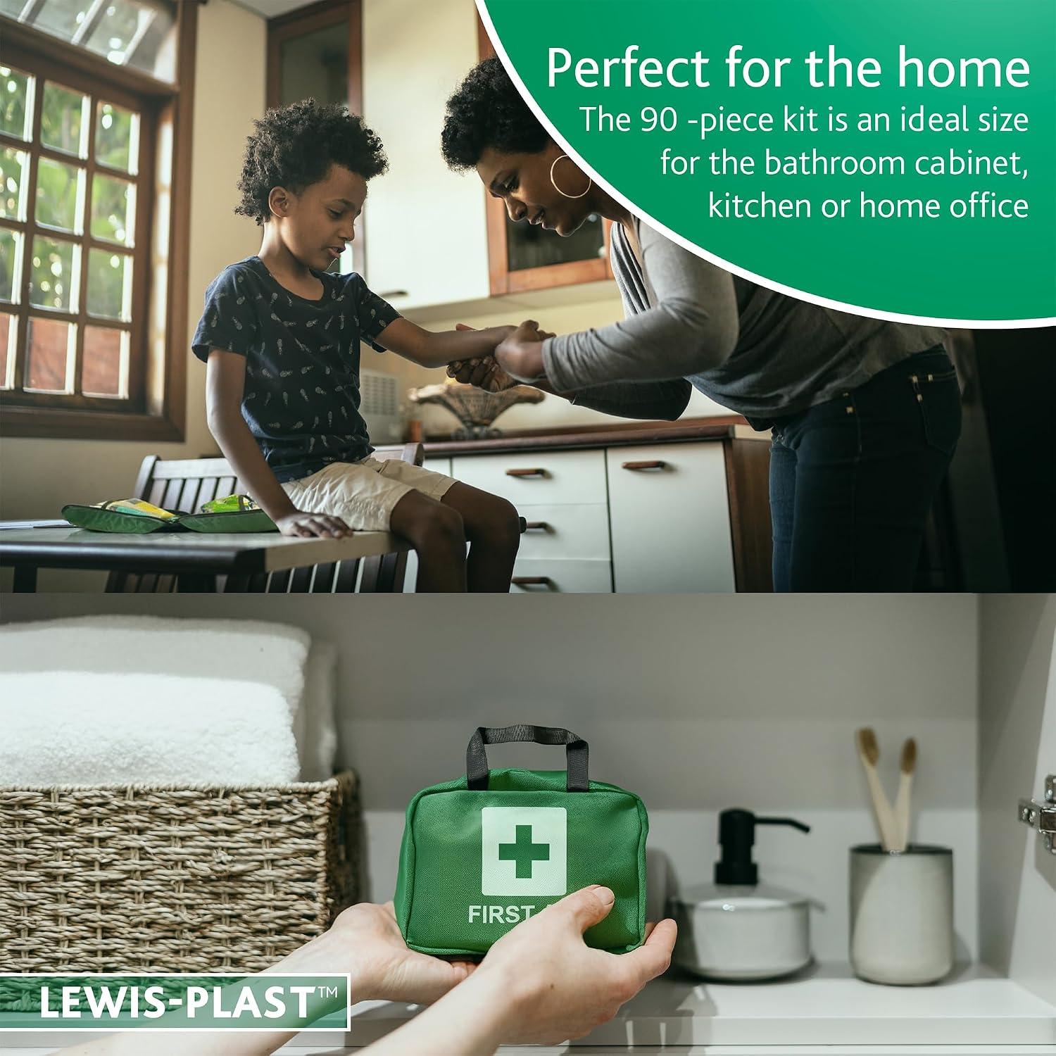 Thumbnail 4 de Reliance Medical Lewis-Plast Premium Erste-Hilfe-Set mit 90 Teilen – für Zuhause, Büro, Auto & Reisen (grün)