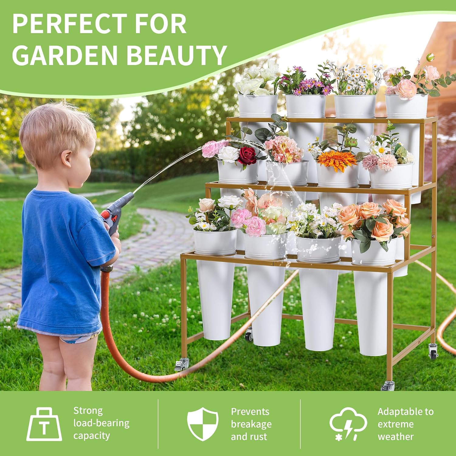 Detalle de Flower Cart Stand, 3 Layers