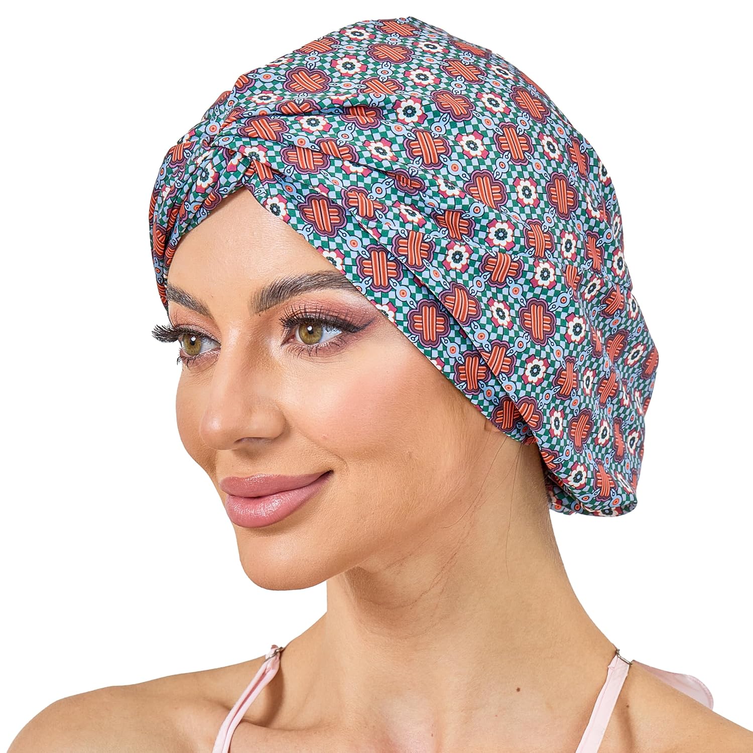 Detalle de KAAHYNNO Adjustable Satin Hair Bonnet, Double-Layer Sleep Cap