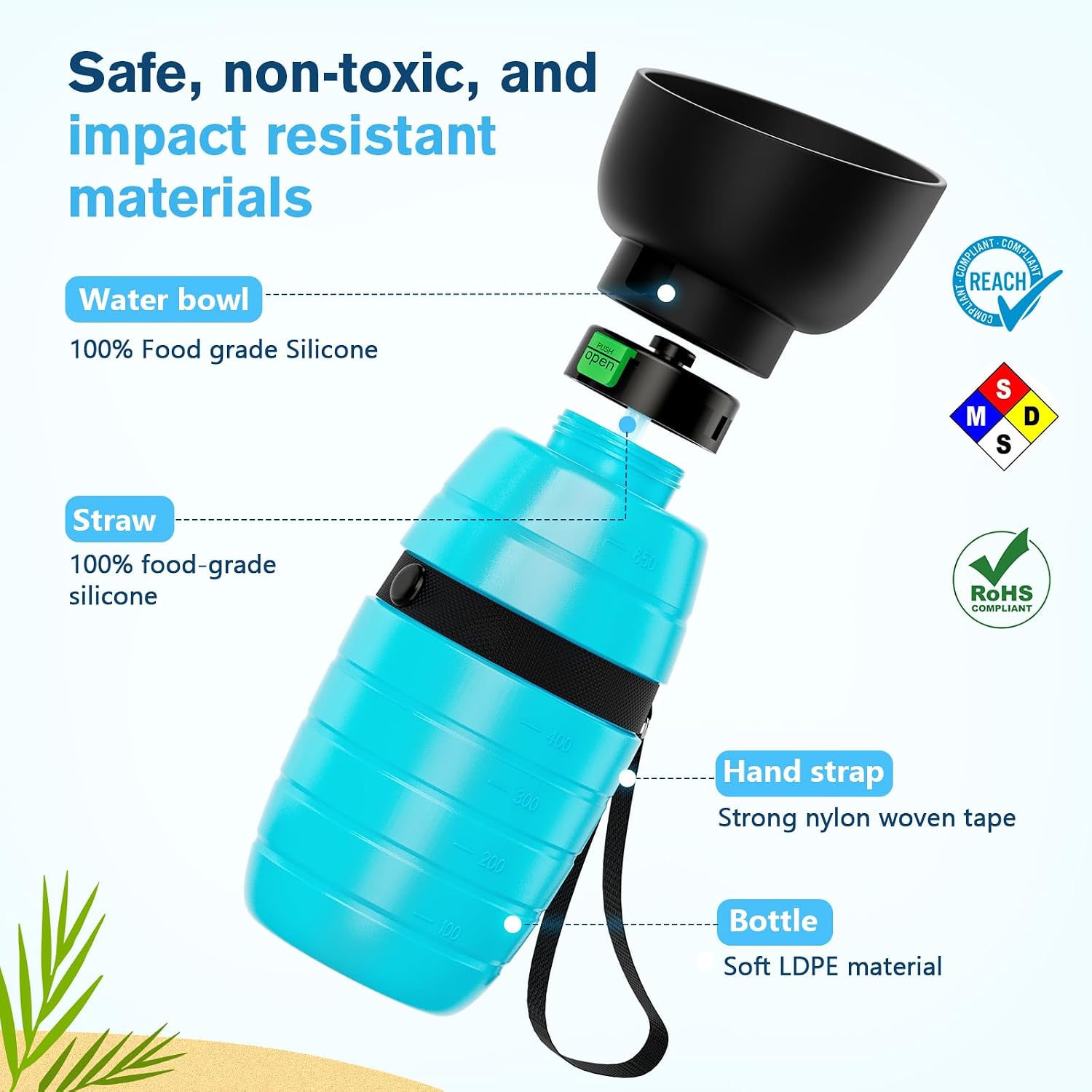 Detalle de pecute Hunde Trinkflasche 500 ml