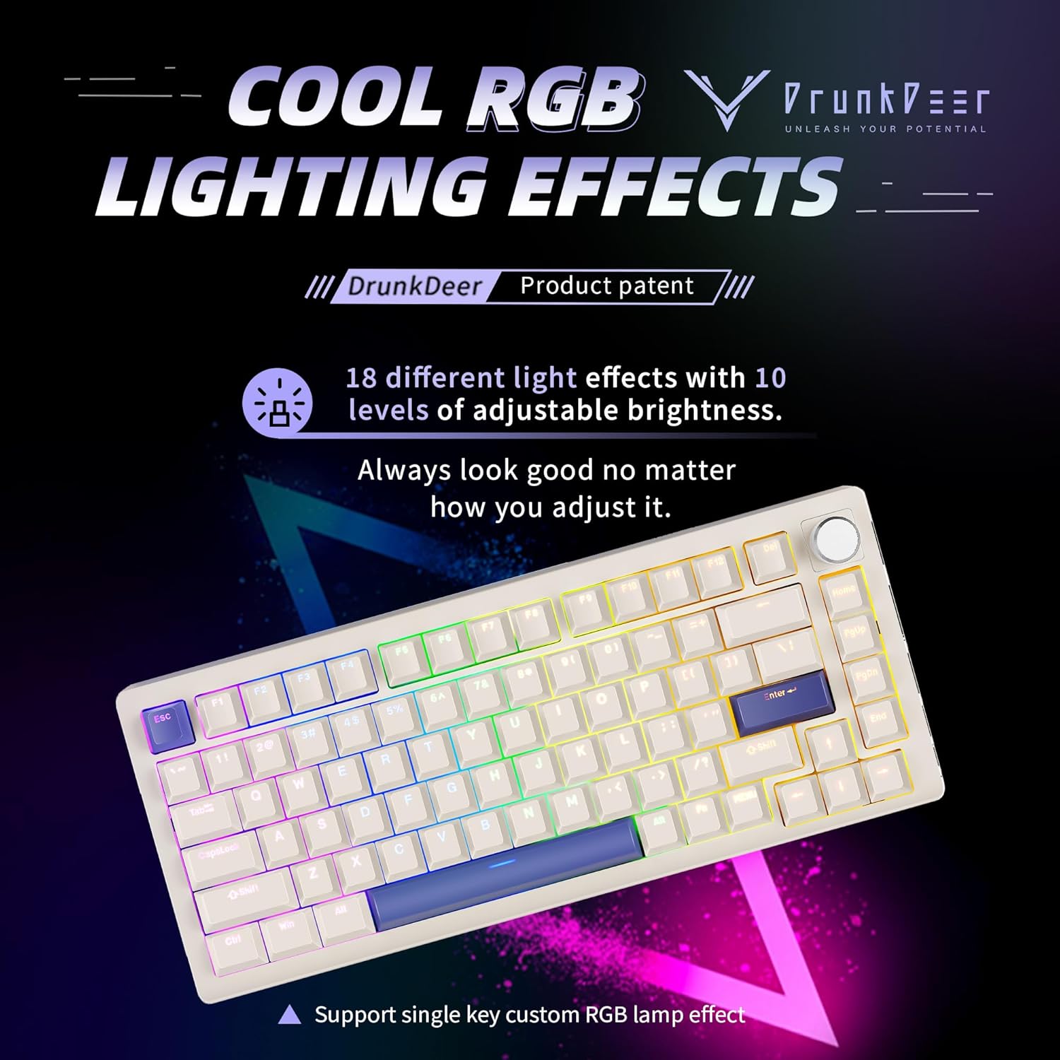 Detalle 2 de DrunkDeer Rapid Trigger Gaming-Tastatur: 82-Tasten TKL mit magnetischen Hall-Sensoren