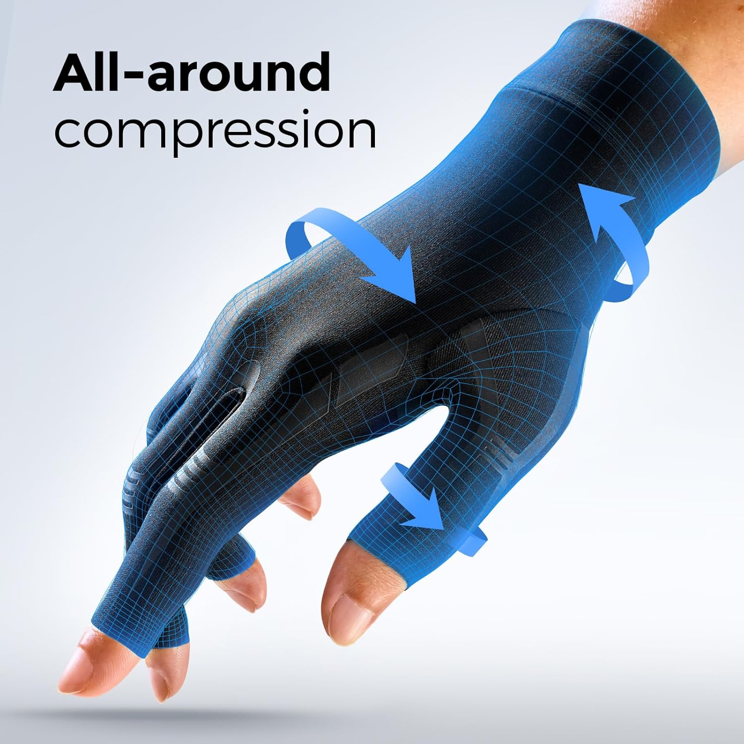 Detalle de FREETOO arthritis compression gloves, fingerless