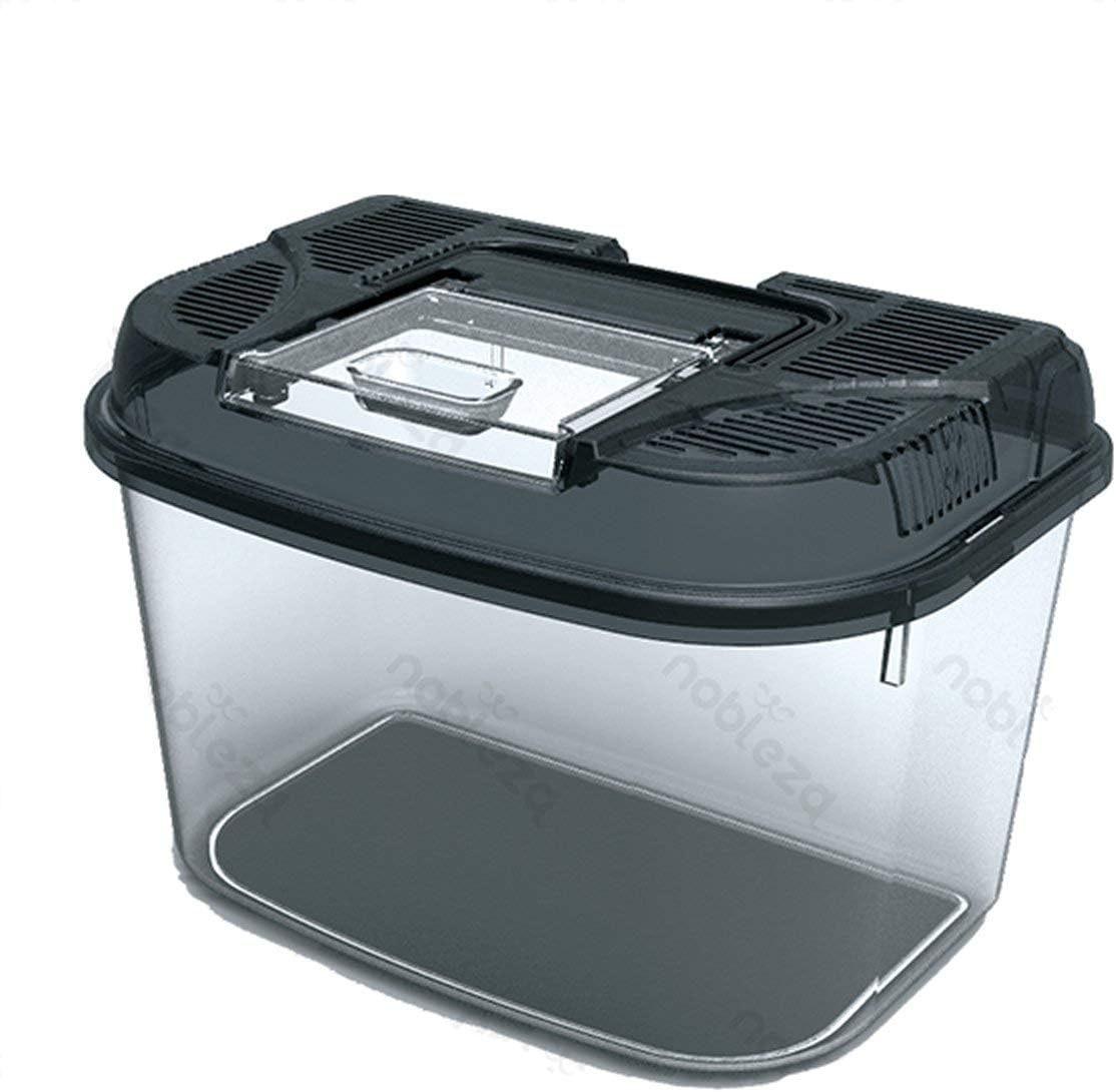 Nobleza Terrario di Plastica per Rettili – L28×P18×A18 cm, trasparente con coperchio ventilato e manico