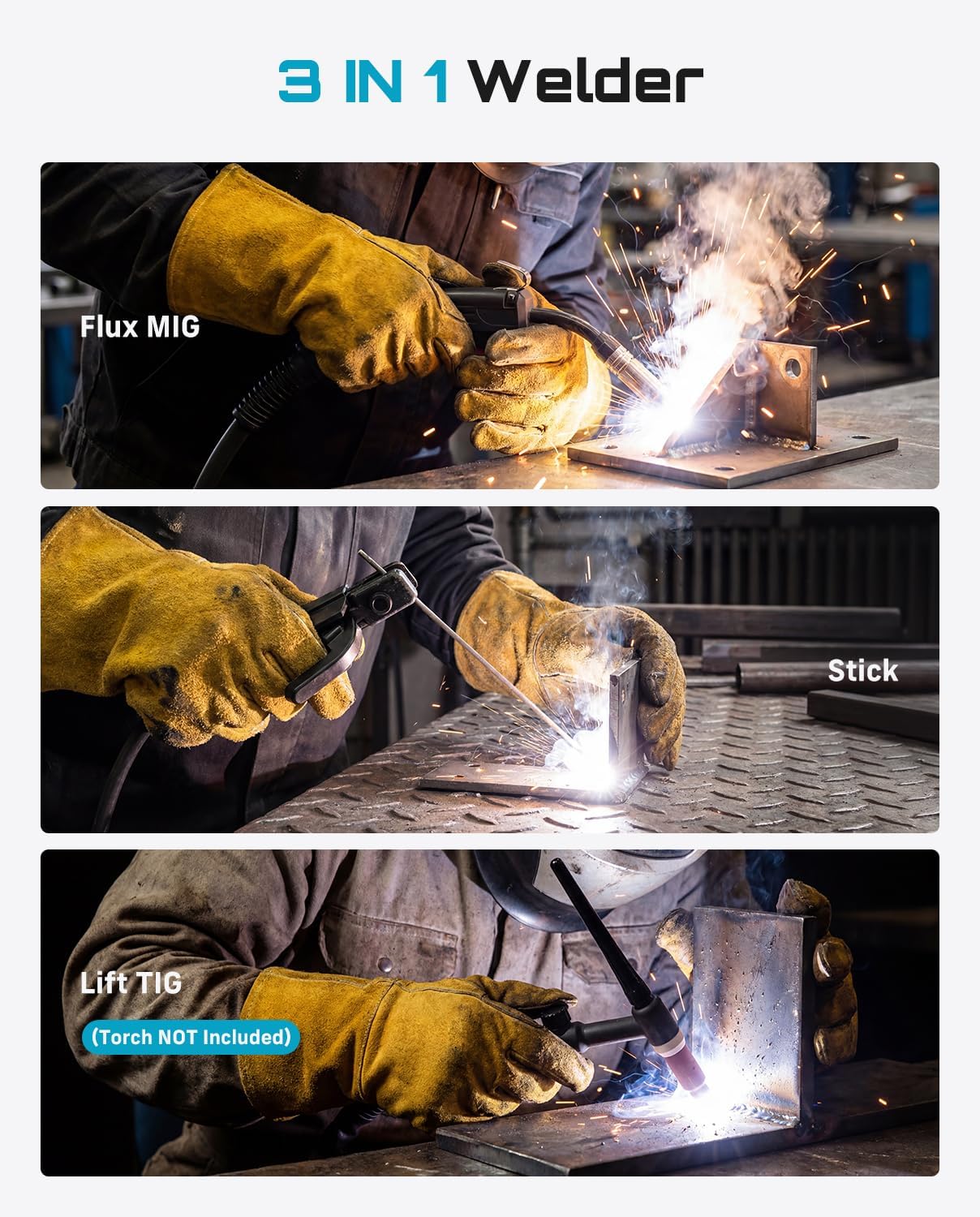 Thumbnail 1 de SEESII 135A MIG Welder (110V) — 3-in-1 Gasless Flux Core, Lift TIG, and Stick Welding Machine