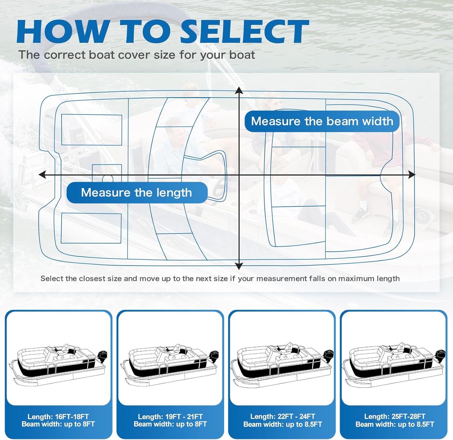 Thumbnail 4 de Solim Trailerable 1200D PU Heavy-Duty Pontoon Boat Cover (19–21 ft), Waterproof Oxford Canvas, Black