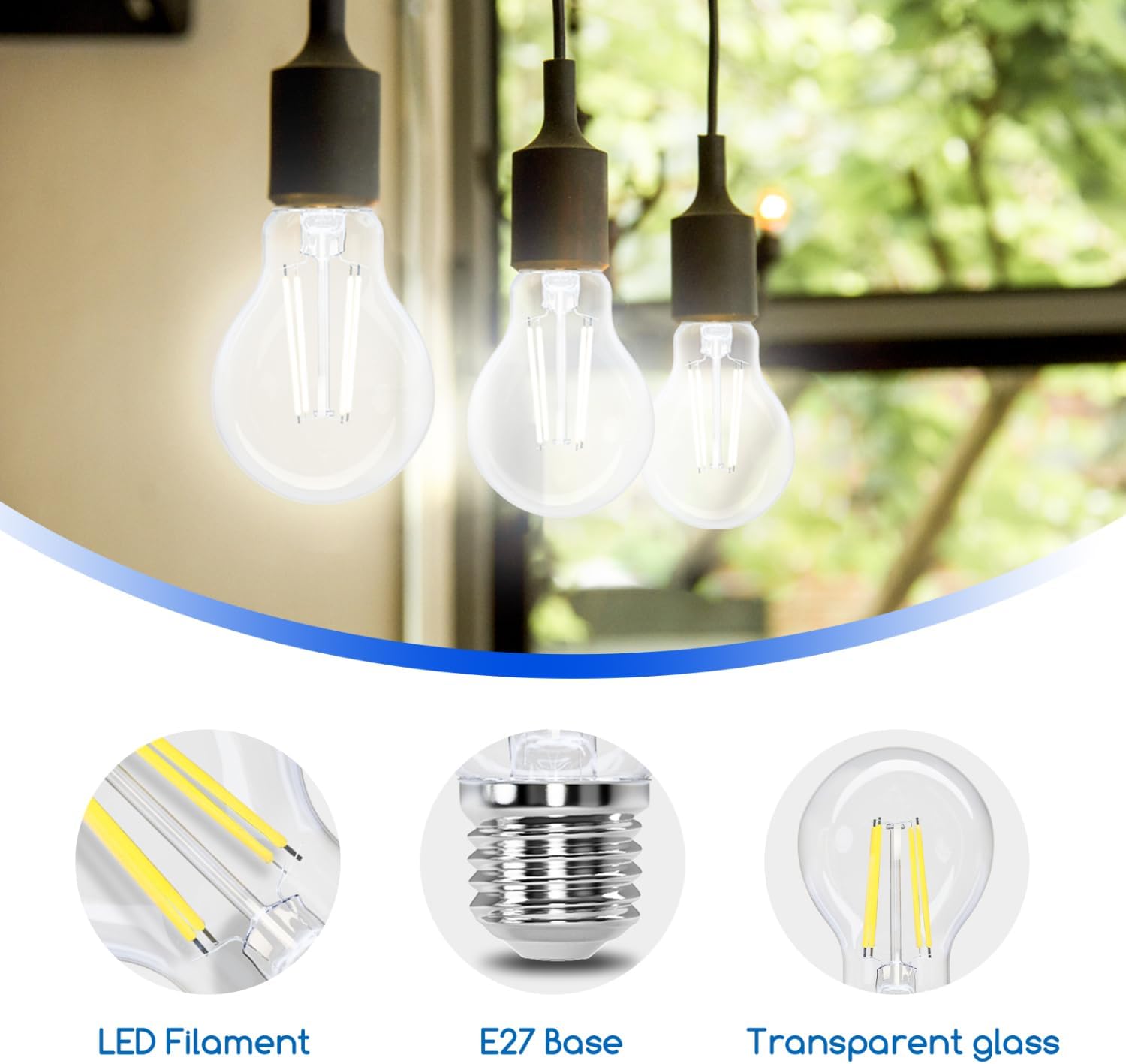Detalle 2 de Aigostar Bombilla LED E27 Edison 6W 780 lm