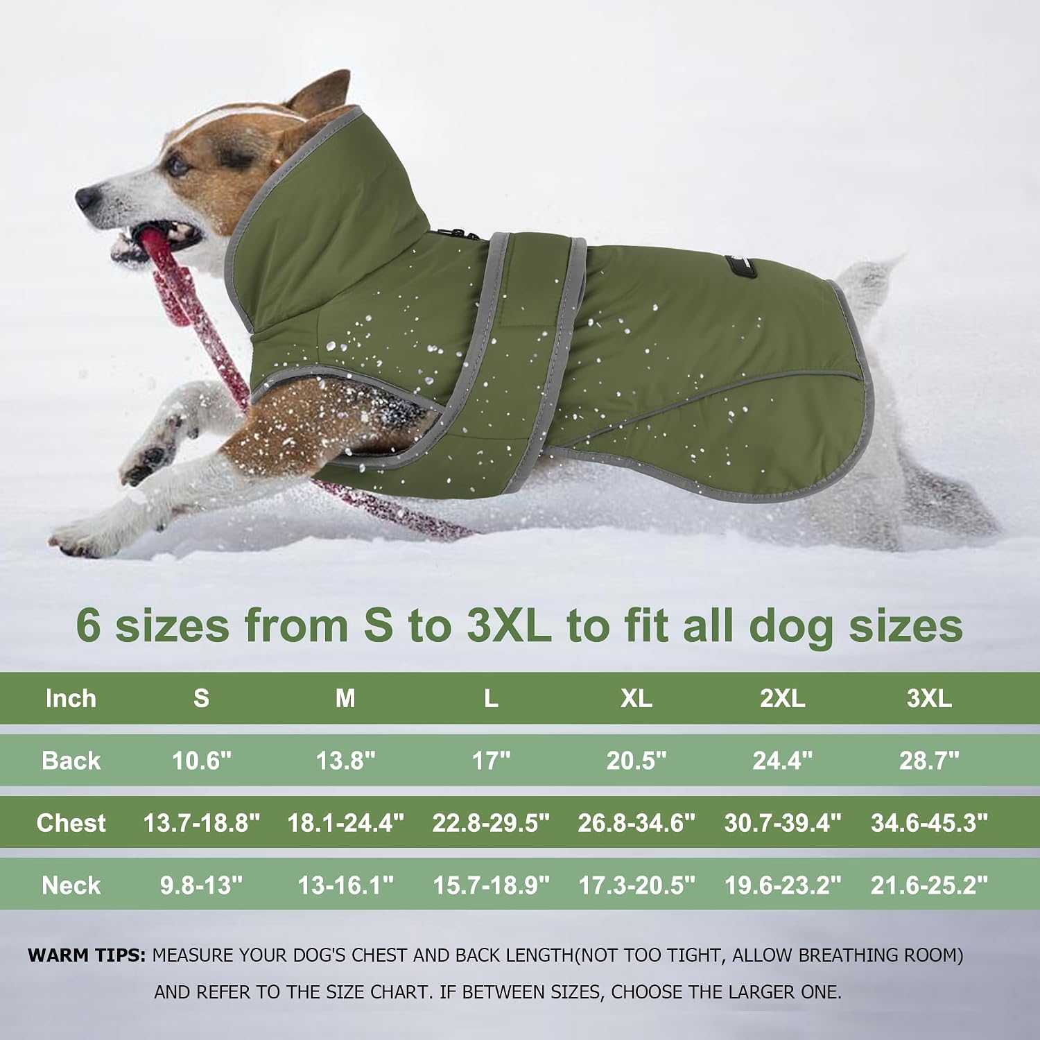 Detalle de Dogcheer MY2008 Dog Winter Coat, Medium, Fleece-Lined and Reflective