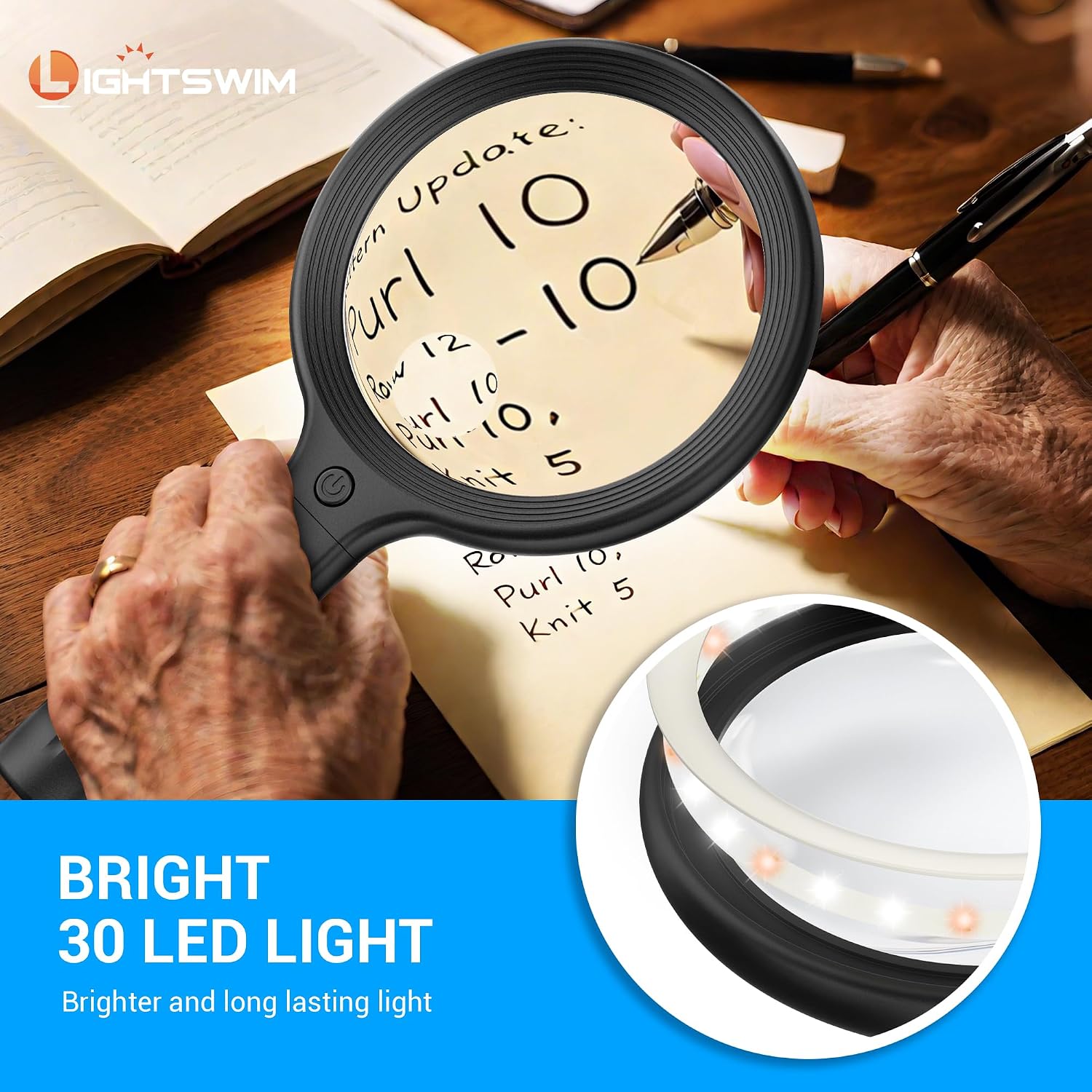 Detalle de Lente d'ingrandimento da collo con luce: ingrandimento 5X/10X e 30 LED per lettura e lavori ravvicinati