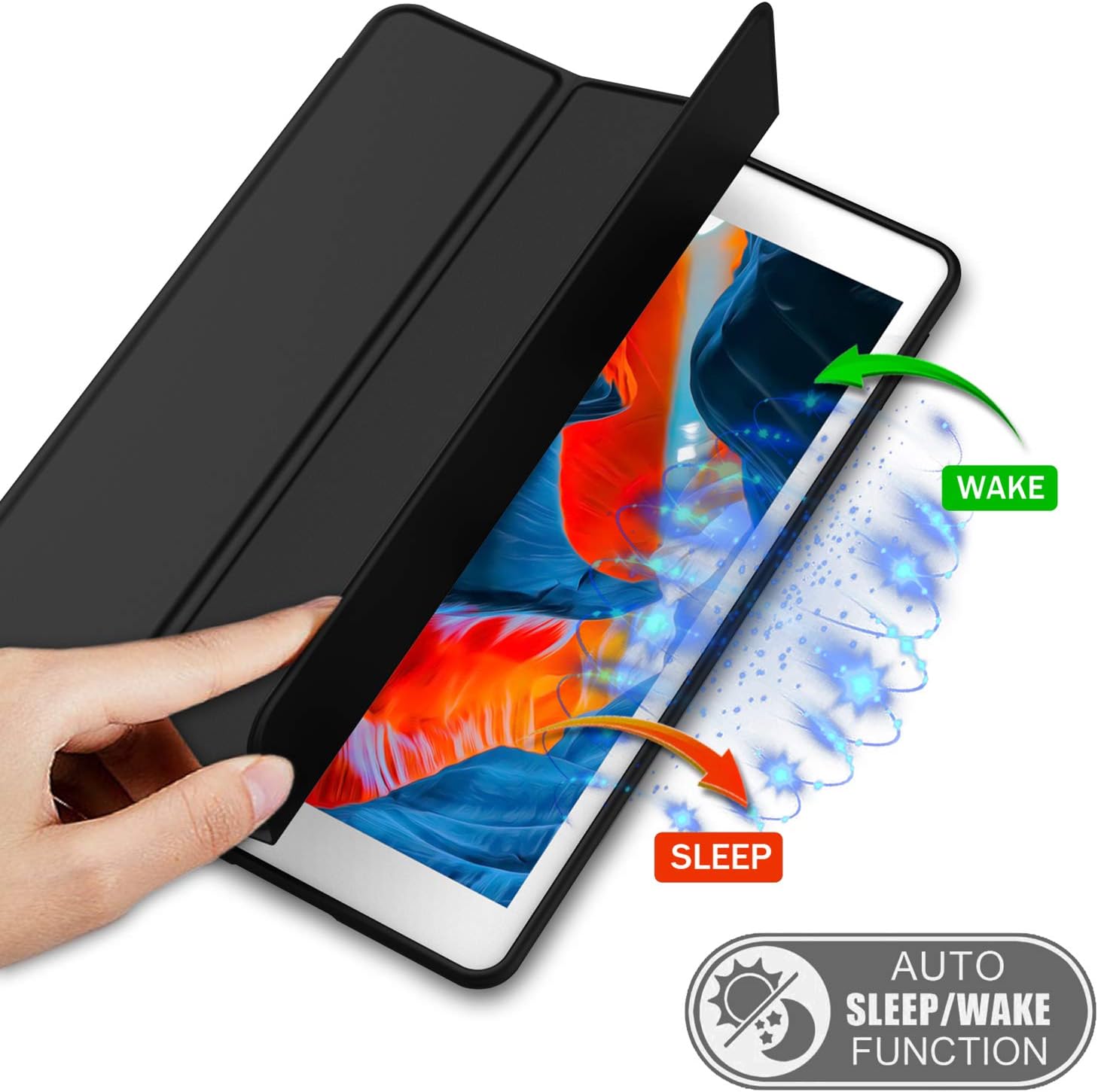 Detalle de iMieet New iPad 10.2 case-Black Case with Soft Silicone Back and Pencil Holder