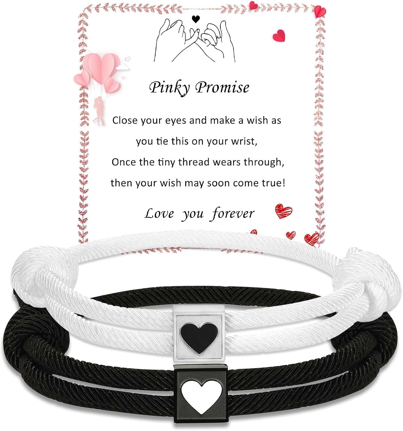 Detalle de Valentin Geschenk Frau – Pärchen Armbänder | Verstellbares Rope-Armband-Duo mit Herz Anhänger