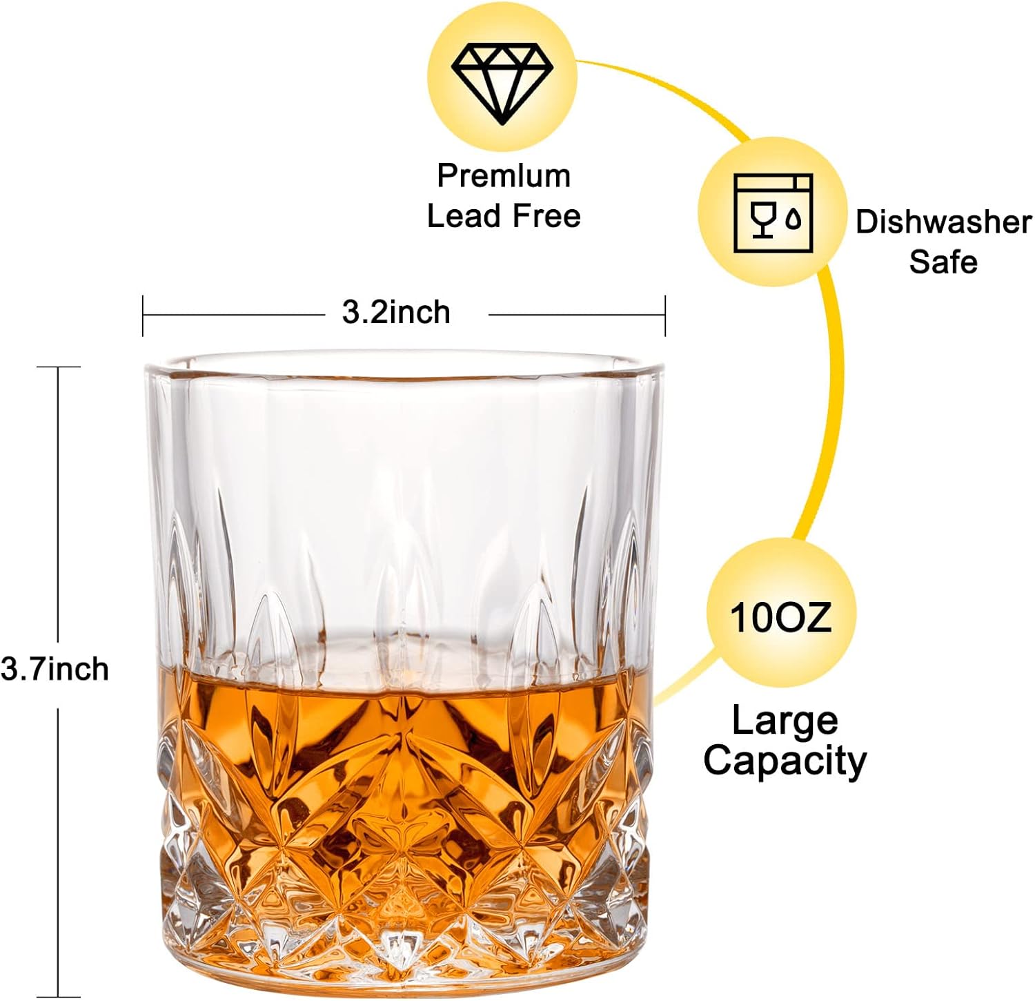 Detalle 2 de Whiskey Rocks Glass Set of 4, 10 oz 🥃