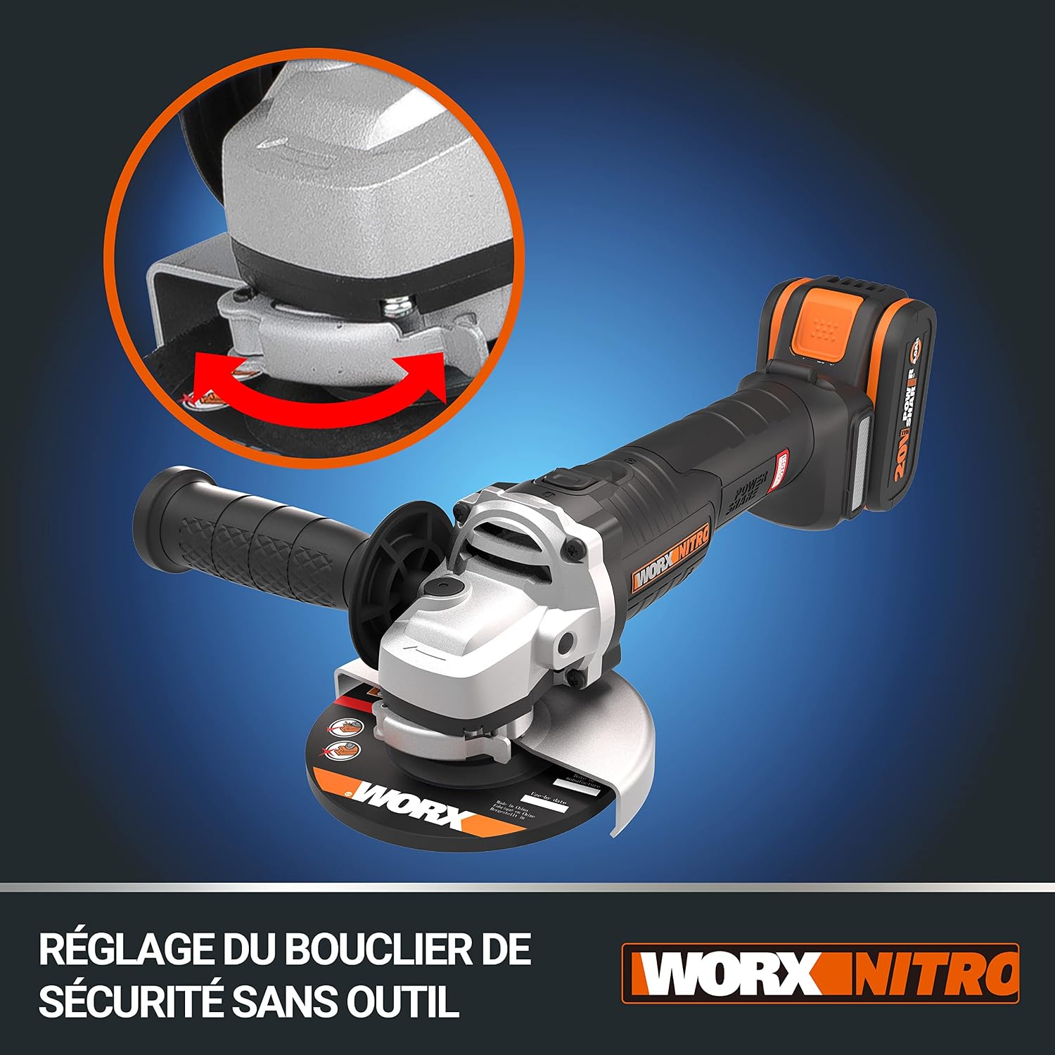 Thumbnail 4 de WORX Meuleuse d'Angle sans Fil Brushless 20V WX814.9 – Disque 125 mm (sans batterie ni chargeur)