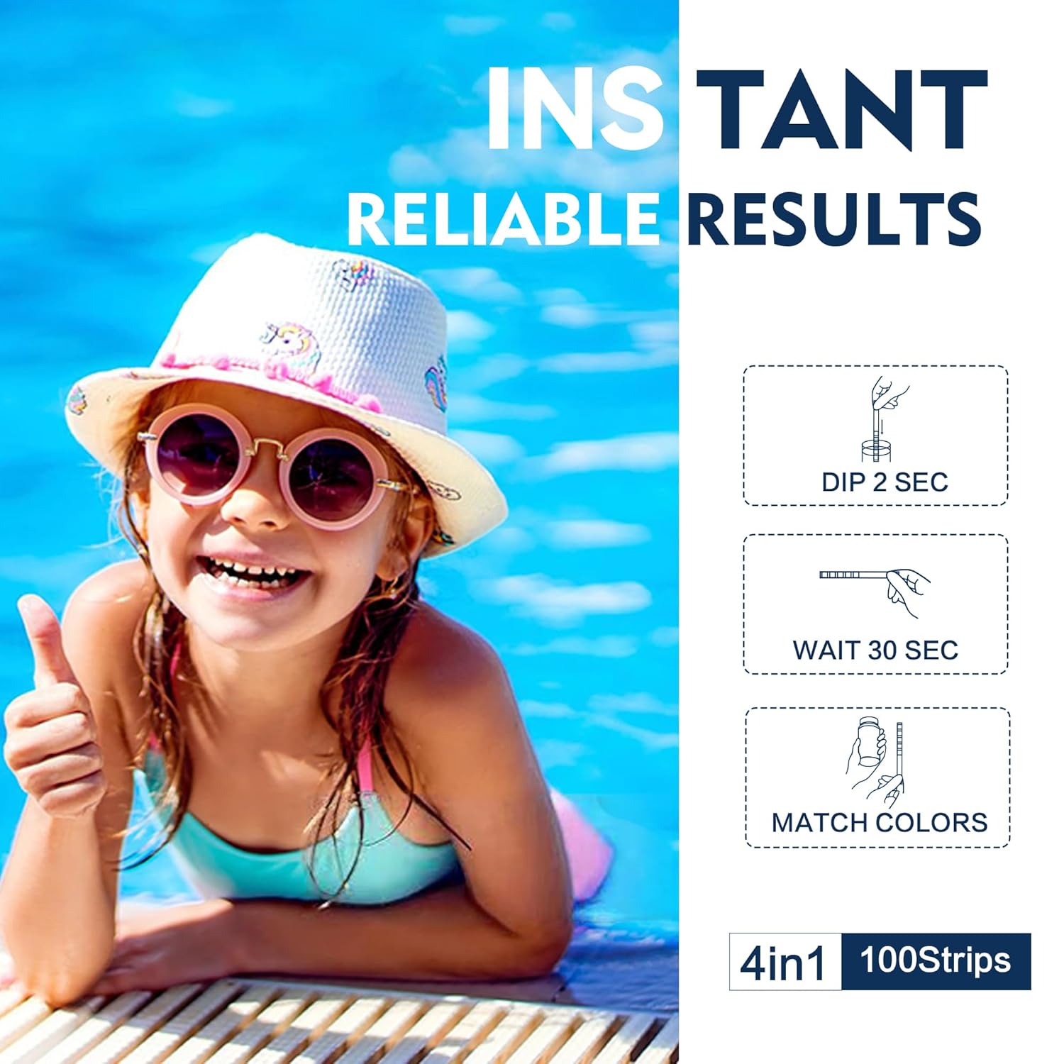 Thumbnail 3 de Pool Test Strips (100 Strips) for Total Alkalinity, pH, Free Chlorine/Bromine & Cyanuric Acid