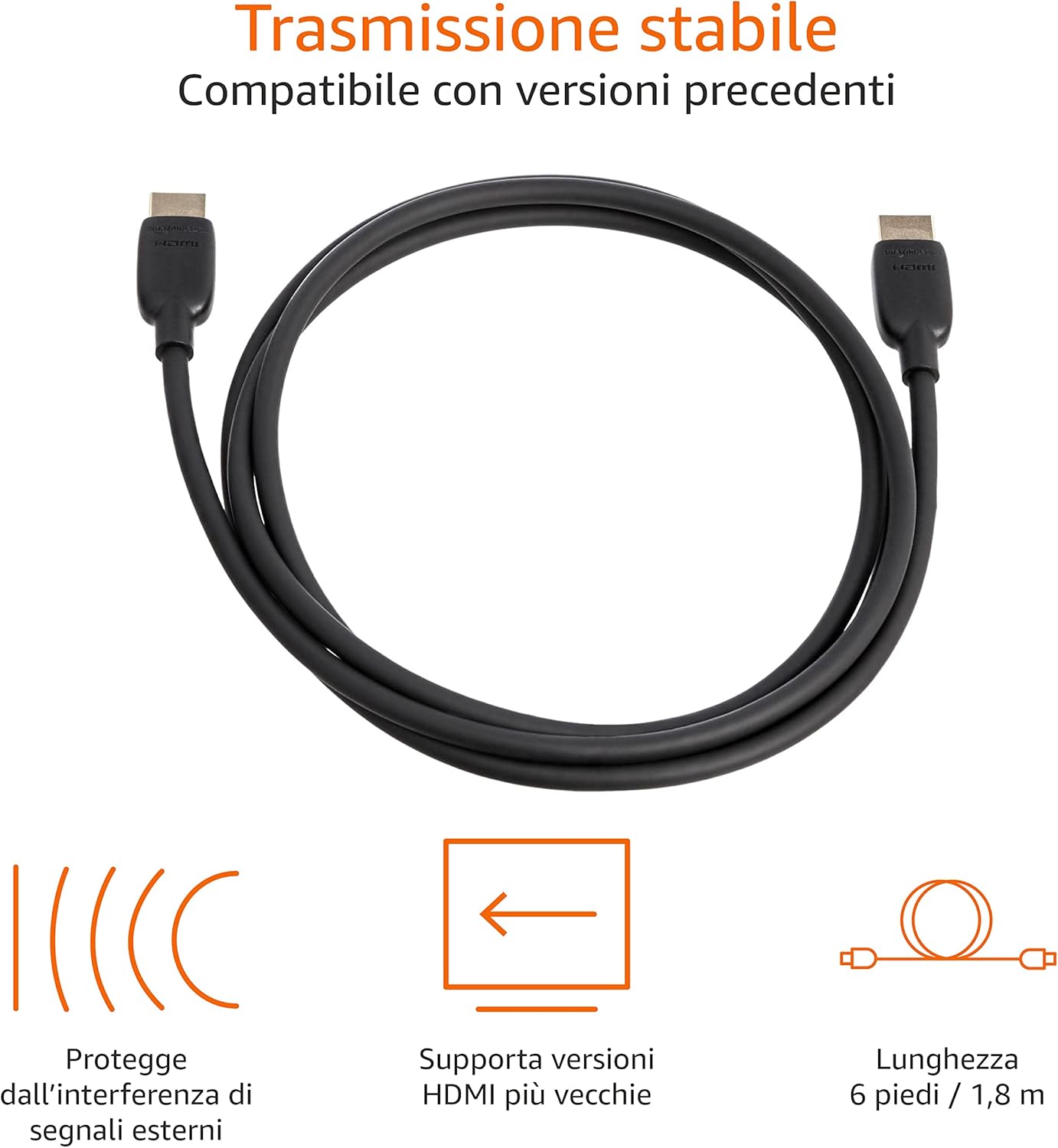 Thumbnail 2 de Amazon Basics Cavo HDMI Ultra High Speed 48 Gbps (HDMI 2.1), 1,8 m, predisposto per Ethernet, 8K/60 Hz e 4K/120 Hz, nero